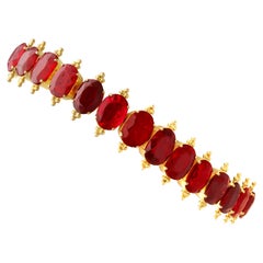 1890s Victorian 23.80 Carat Red Spinel and 18k Yellow Gold Bracelet