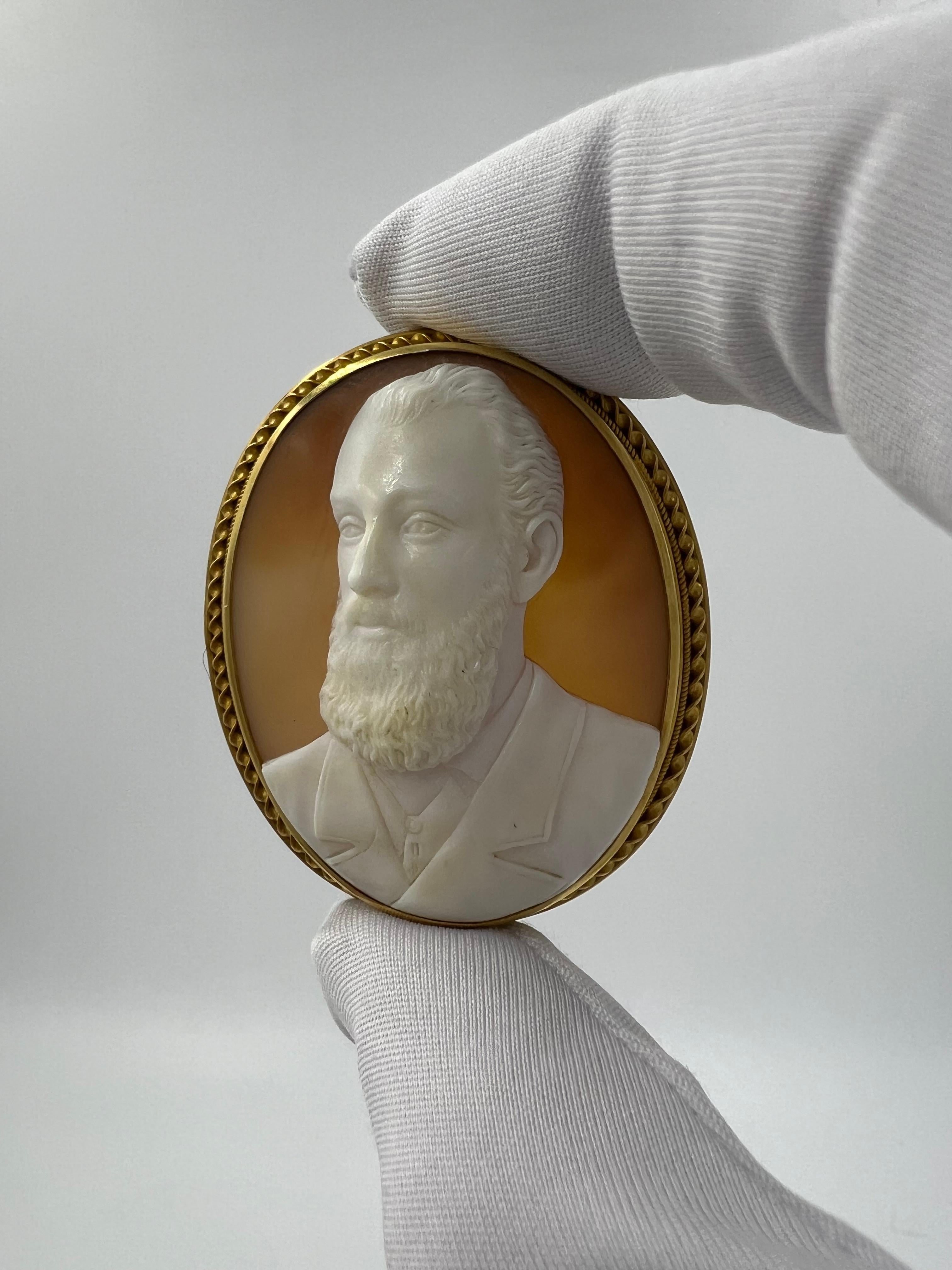 Spilla vittoriana con cammeo di un gentiluomo del 1890 in vendita 6