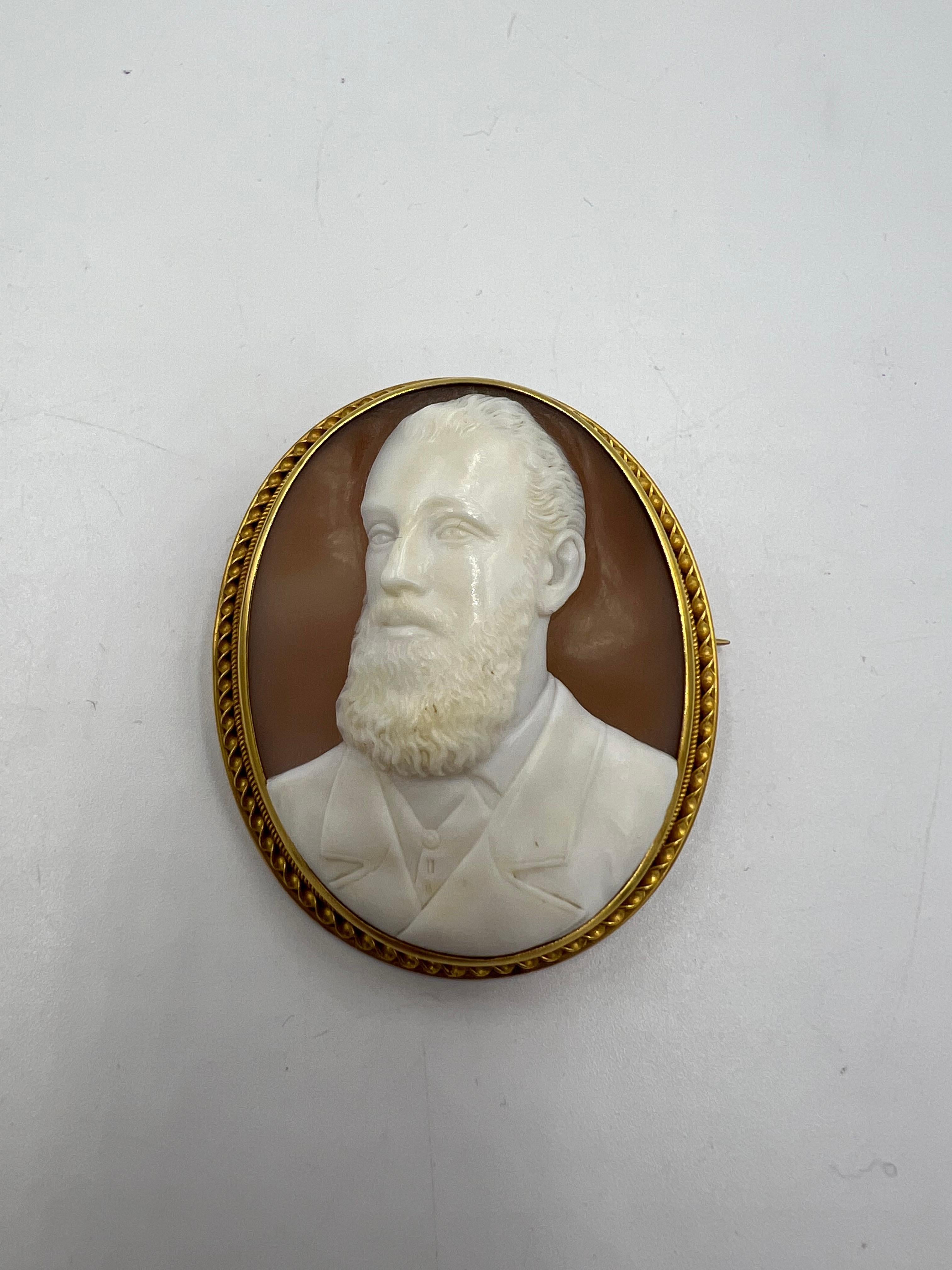Vittoriano Spilla vittoriana con cammeo di un gentiluomo del 1890 in vendita