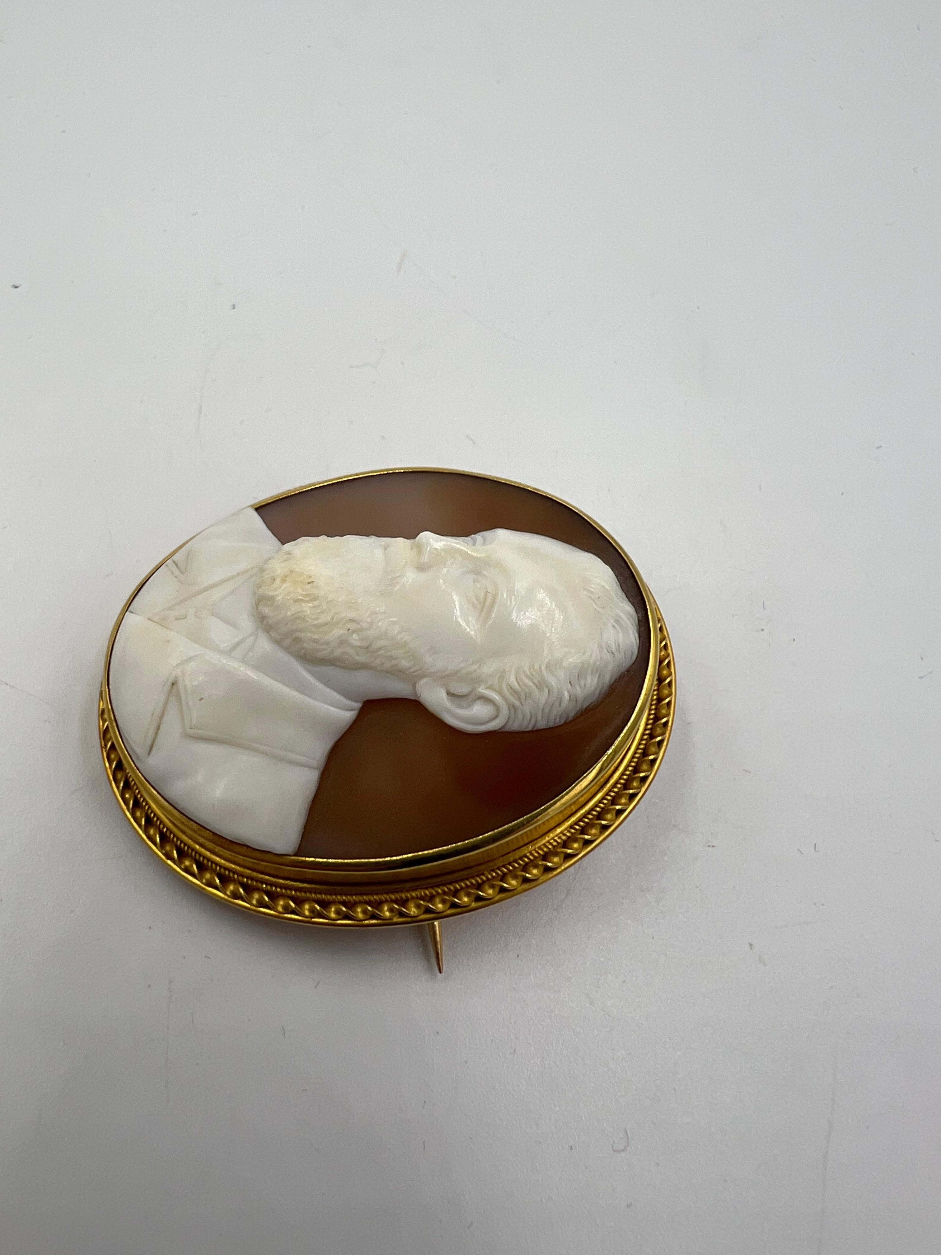 da uomo o donna Spilla vittoriana con cammeo di un gentiluomo del 1890 in vendita