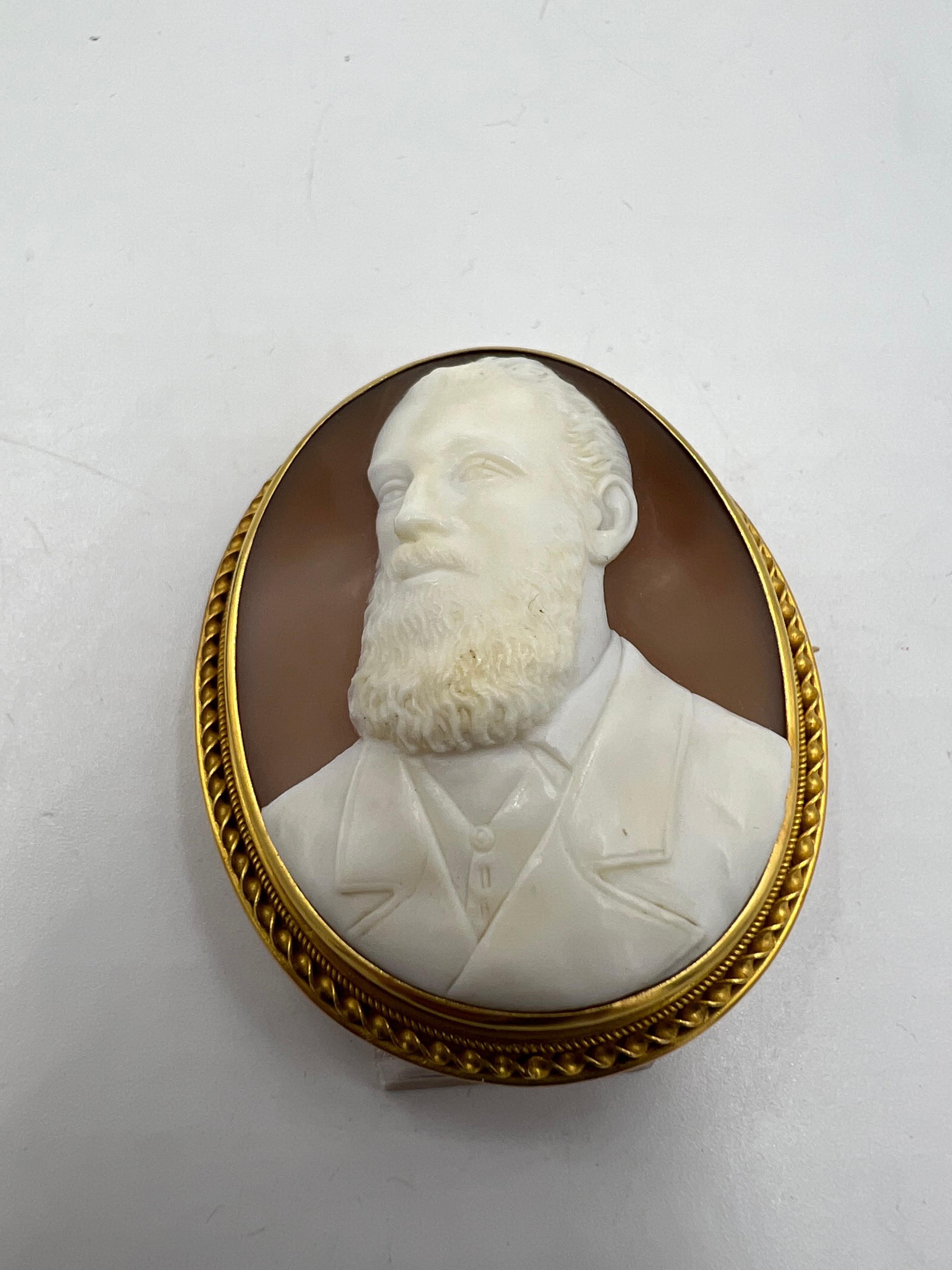 Spilla vittoriana con cammeo di un gentiluomo del 1890 in vendita 2