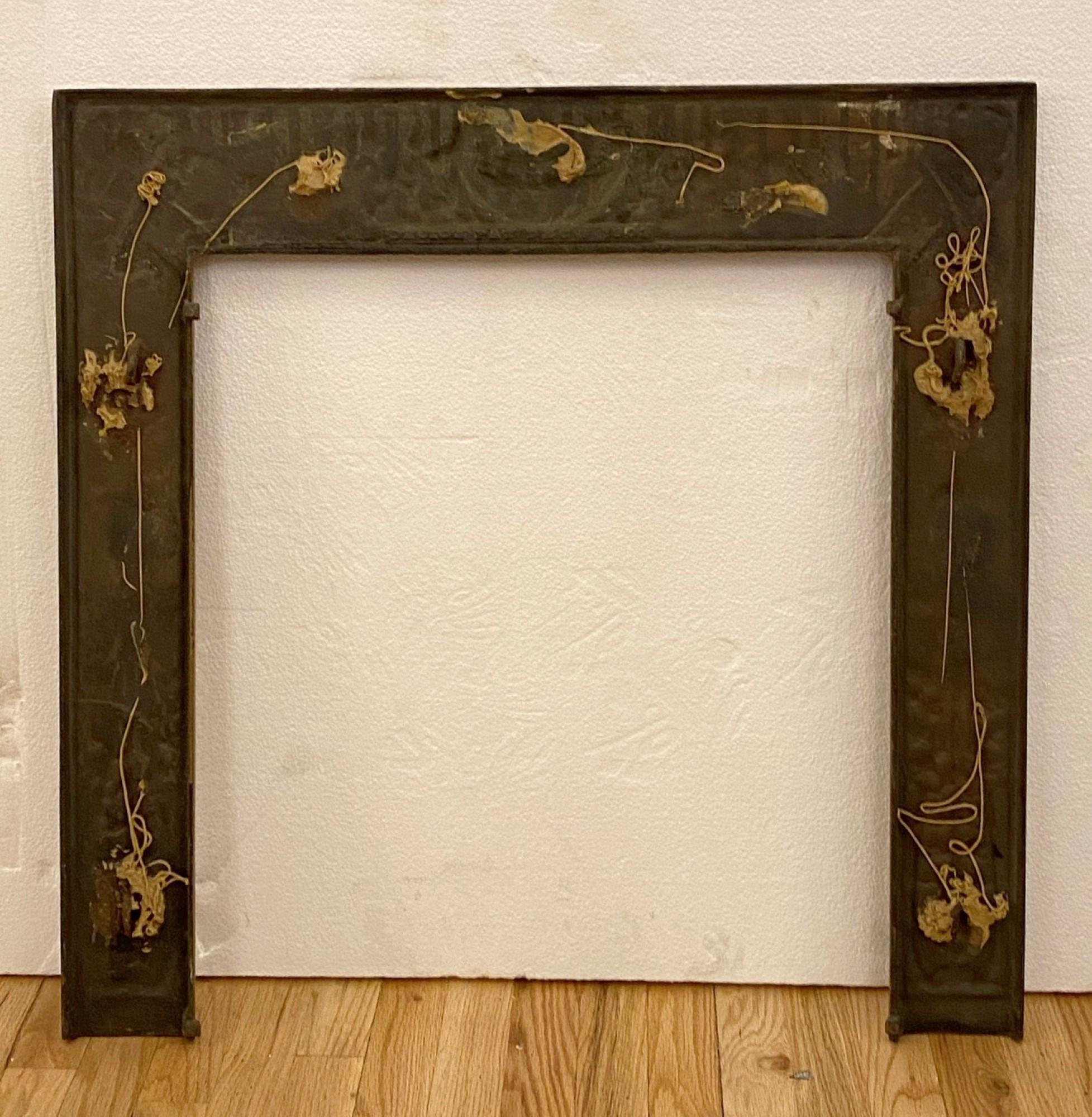 1890s Victorian Cast Iron Summer Fireplace Screen with Cherub Motif 4