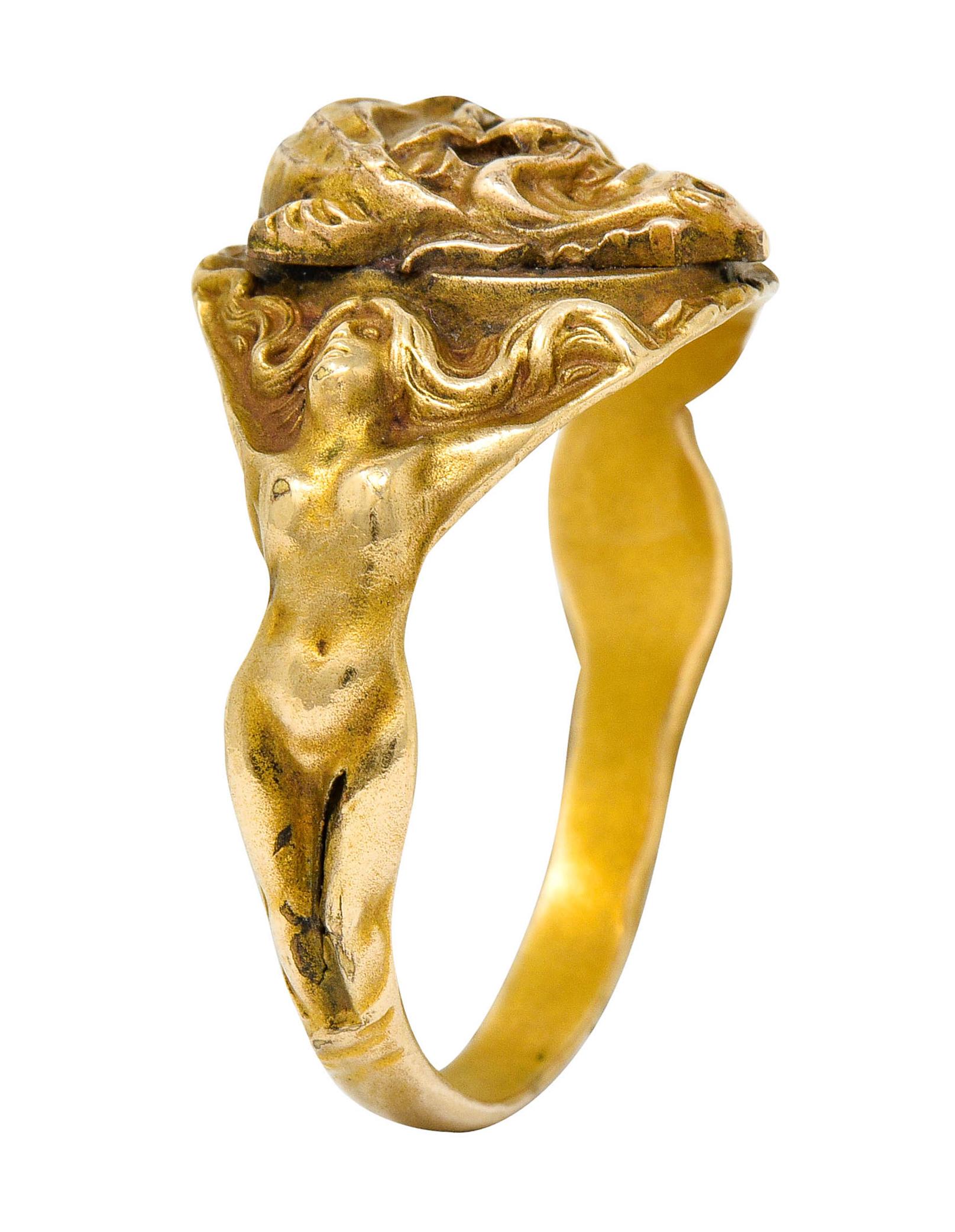 1890s Victorian Gold Full-Bodied Figure Devil Band Ring 6