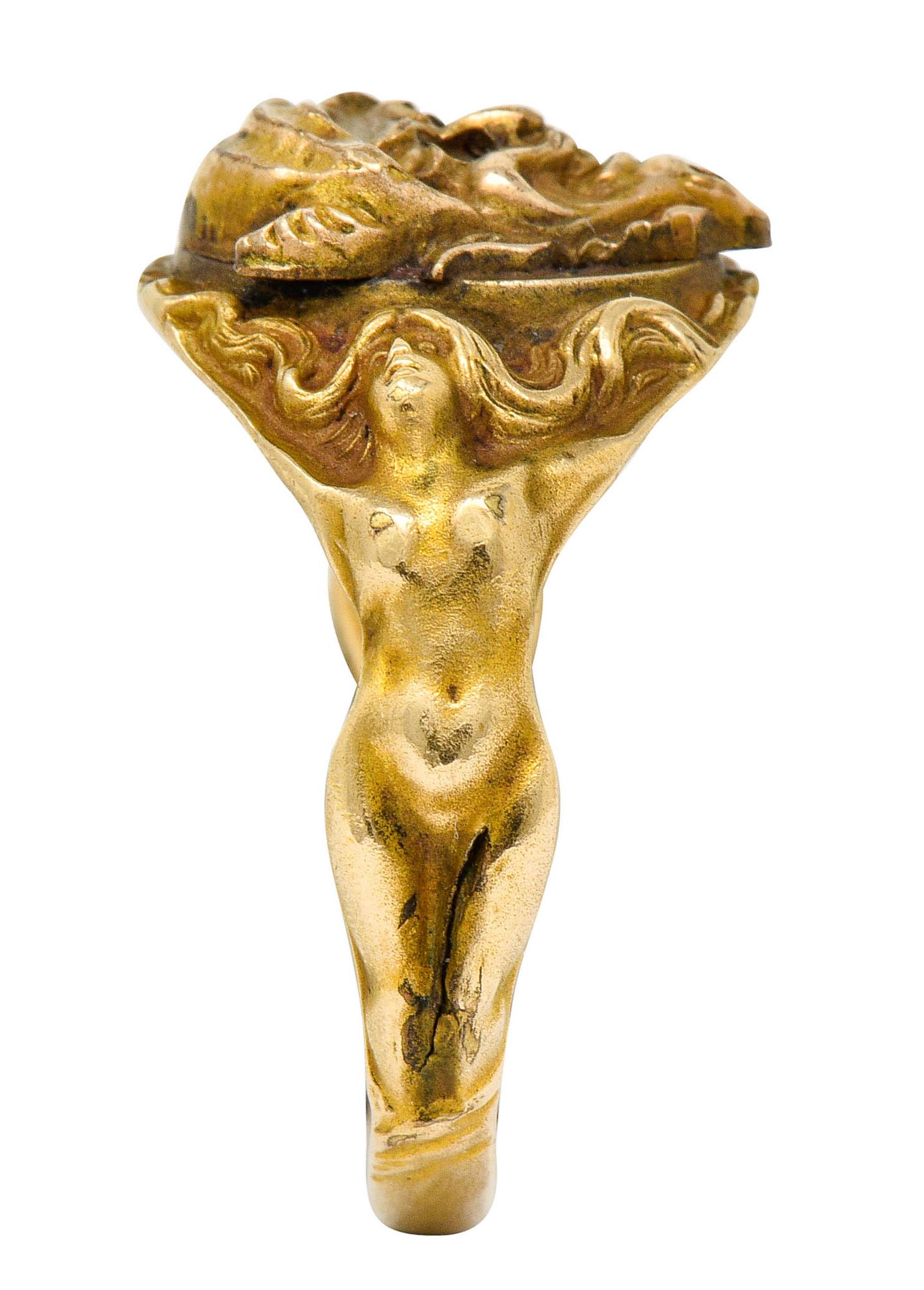 1890s Victorian Gold Full-Bodied Figure Devil Band Ring 1