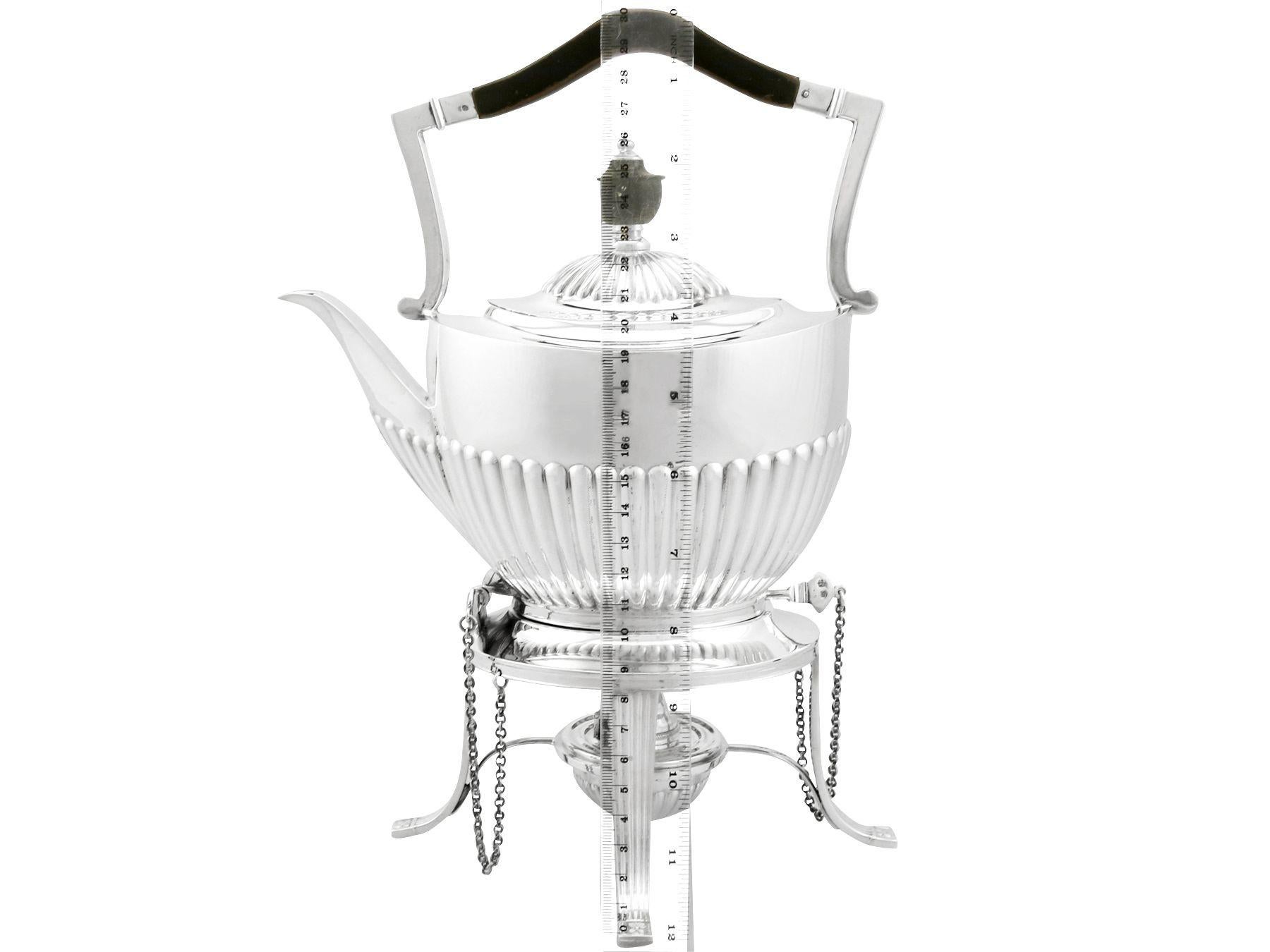 1890s Victorian Queen Anne Style Sterling Silver Spirit Tea Kettle For Sale 6