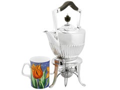 1890s Victorian Queen Anne Style Sterling Silver Tea Kettle