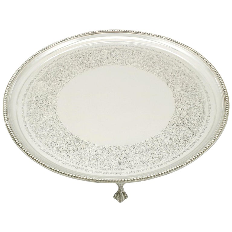 1890s Victorian Sterling Silver Salver For Sale