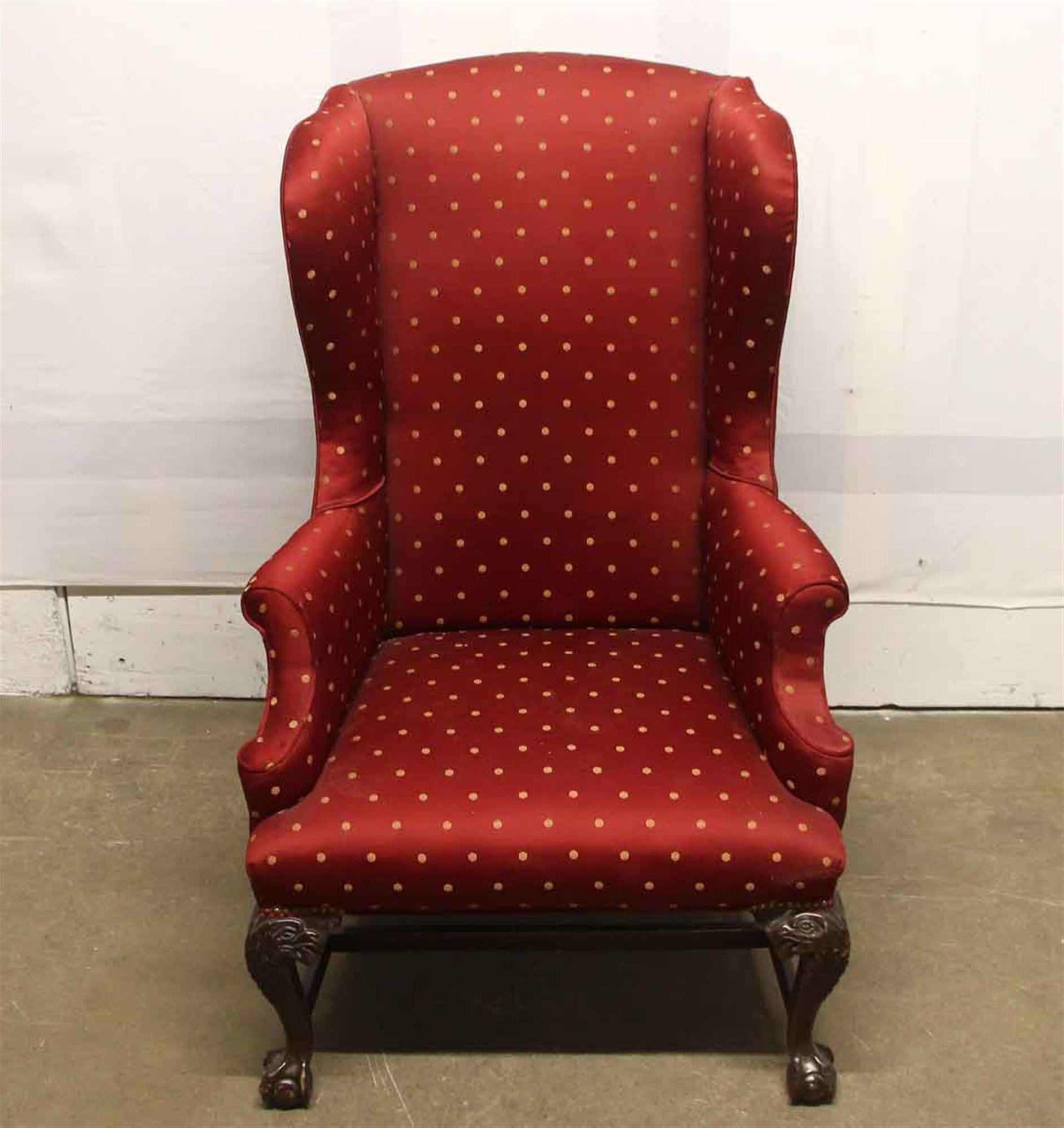 red wingback chair