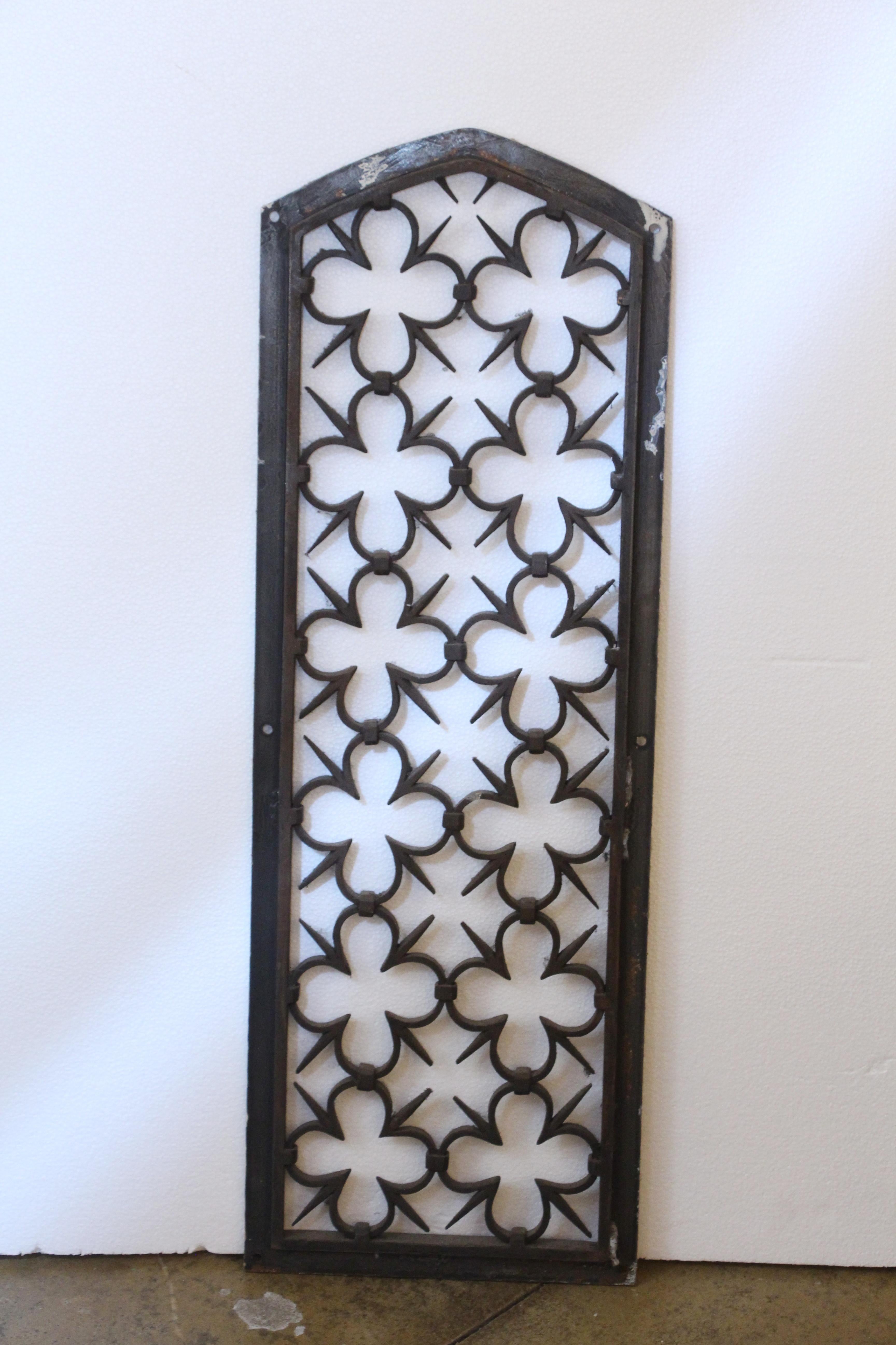 American 1890s Wrought Iron Arched Gothic Window Guard