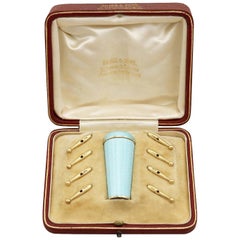 1890s Yellow Gold and Enamel Parasol Handle and Rib Tips