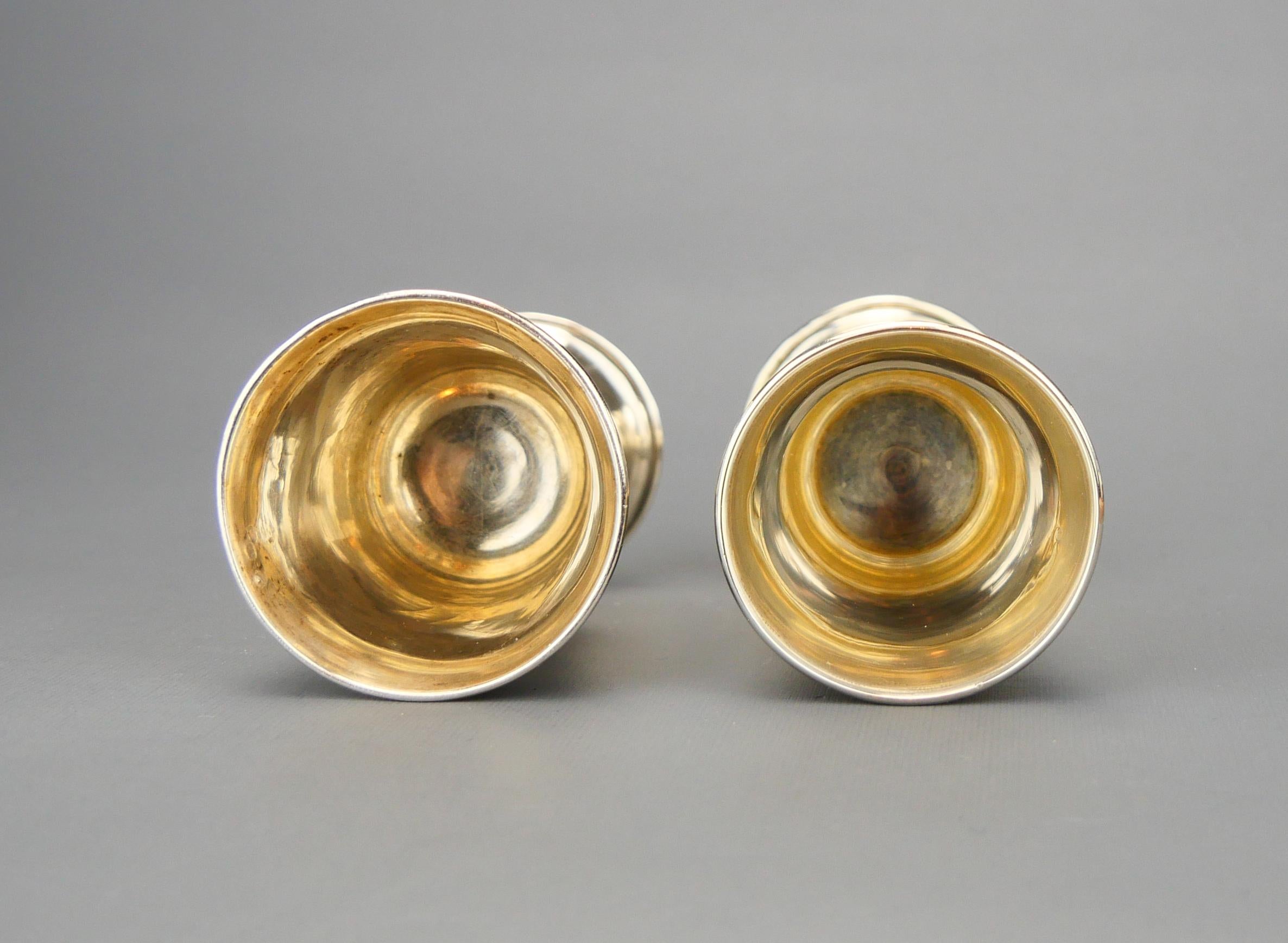 1891 -  1894 Due antichi bicchieri da shot di vodka russa 84 Argento / 69 grammi in vendita 2