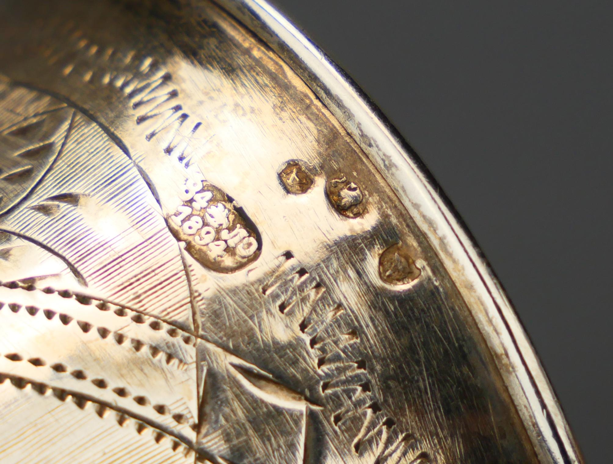 1891 -  1894 Due antichi bicchieri da shot di vodka russa 84 Argento / 69 grammi in vendita 5