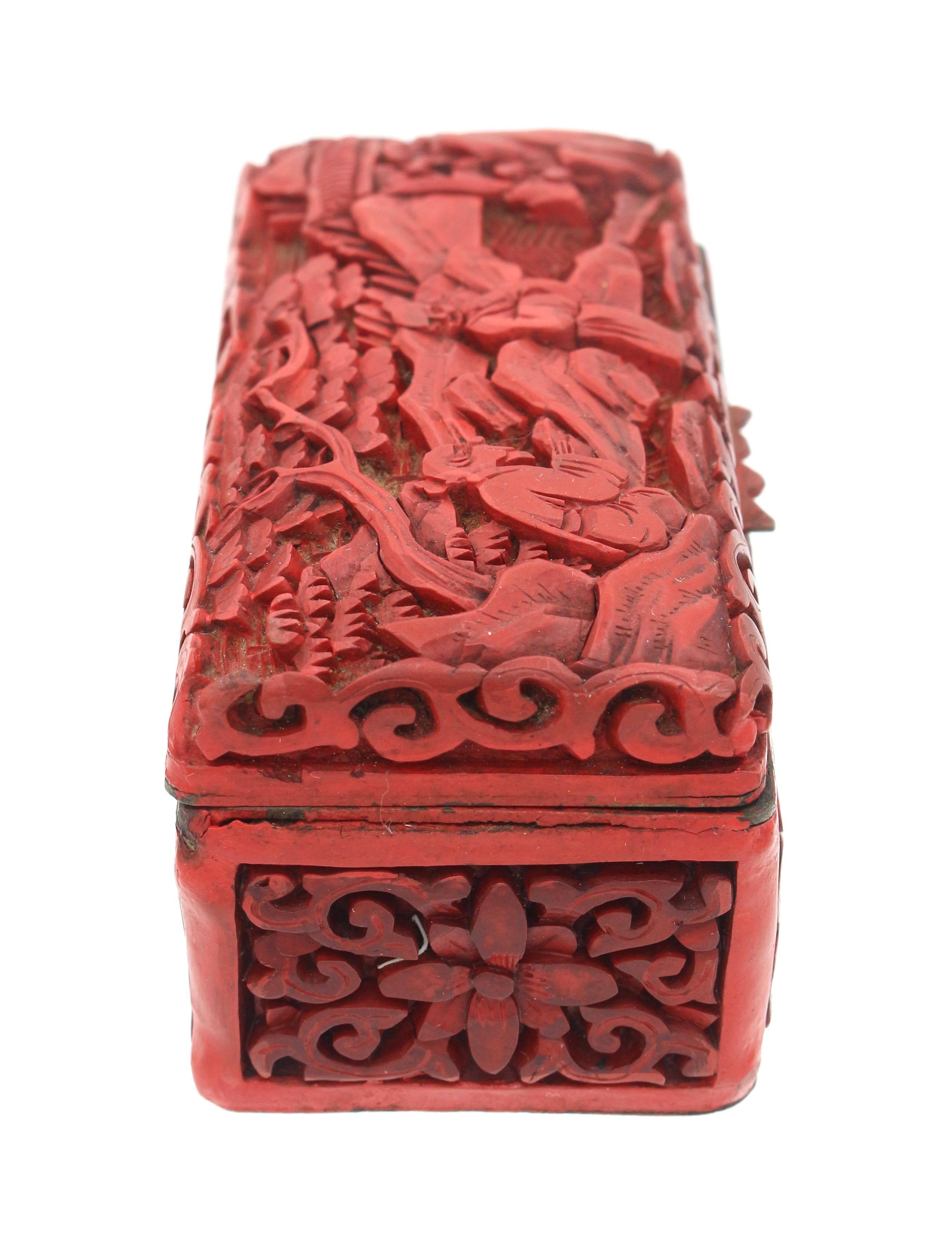 Chinois Boîte à estampilles chinoise Cinnabar 1891-1911 en vente