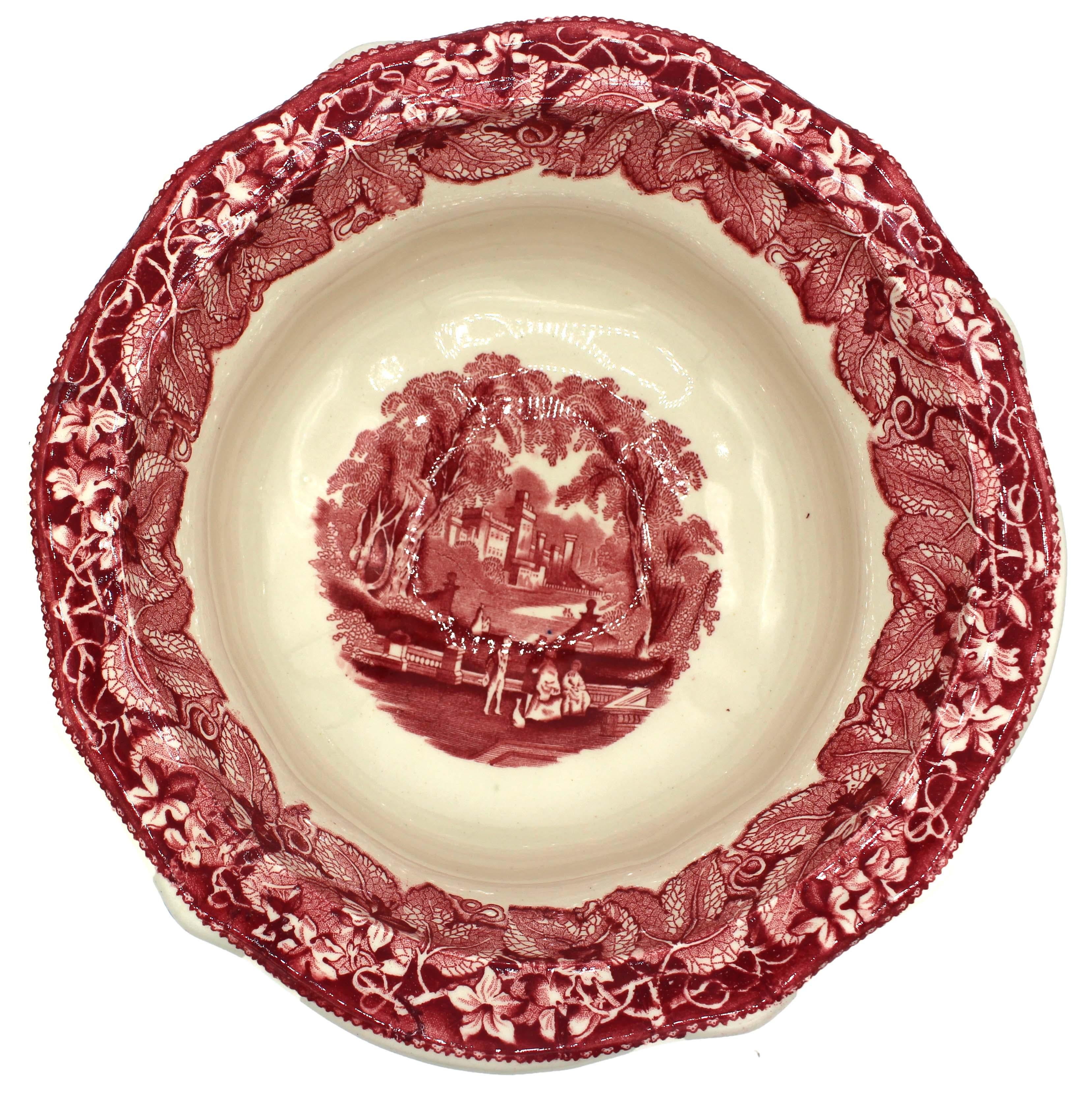 19th Century 1891-1911 Mason's Vista Pink Salad Bowl or Fruit Bowl, English For Sale