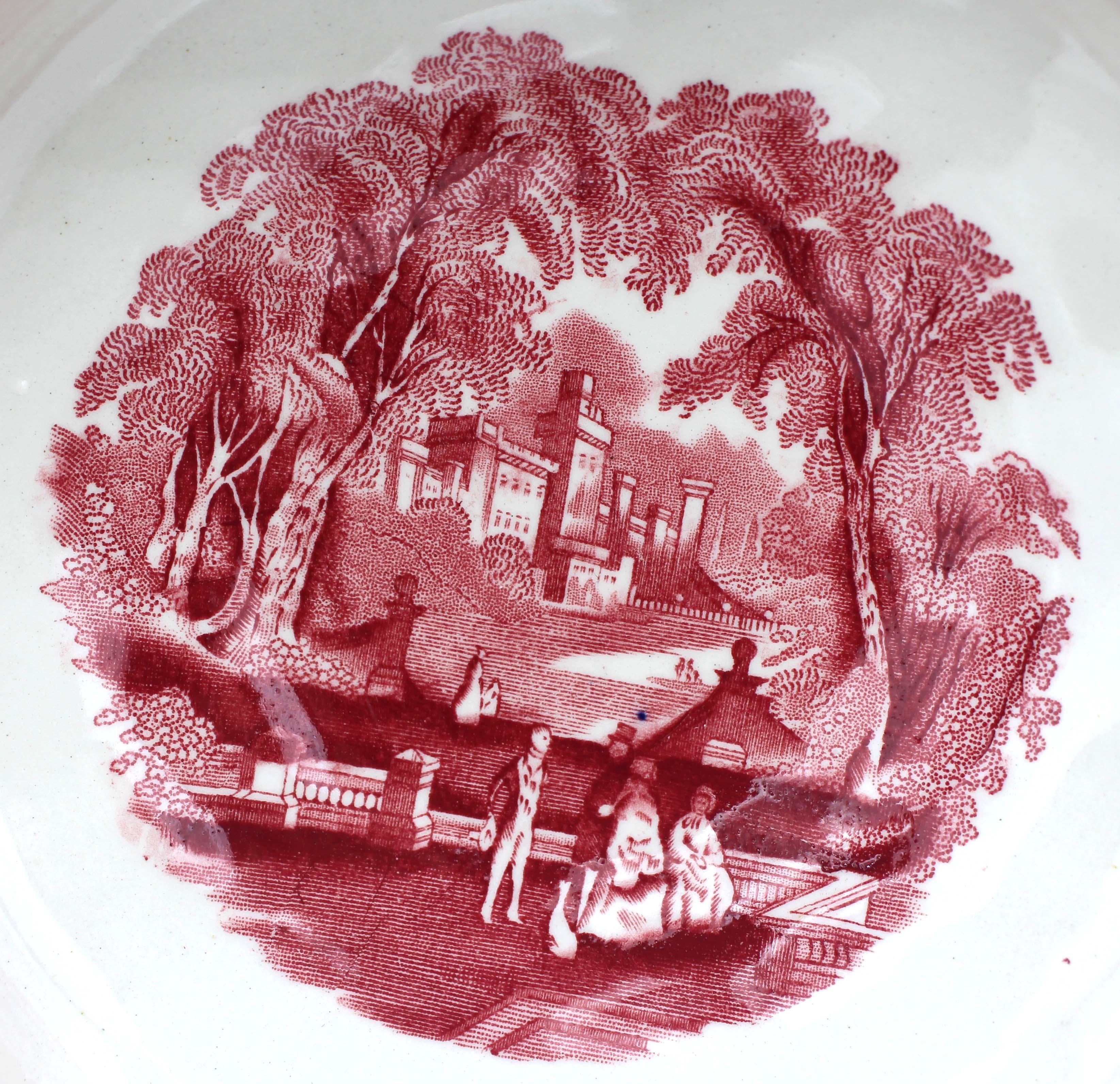 Ceramic 1891-1911 Mason's Vista Pink Salad Bowl or Fruit Bowl, English For Sale