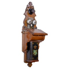 1891 Antique LM Ericsson Swedish Victorian Walnut Wall Telephone Crank Magneto