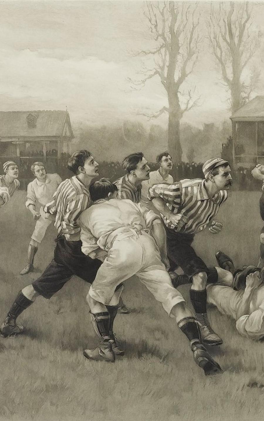 Papier Photogravure ancienne d'après Football Match and Association Game d'après W. Overend, 1891 en vente