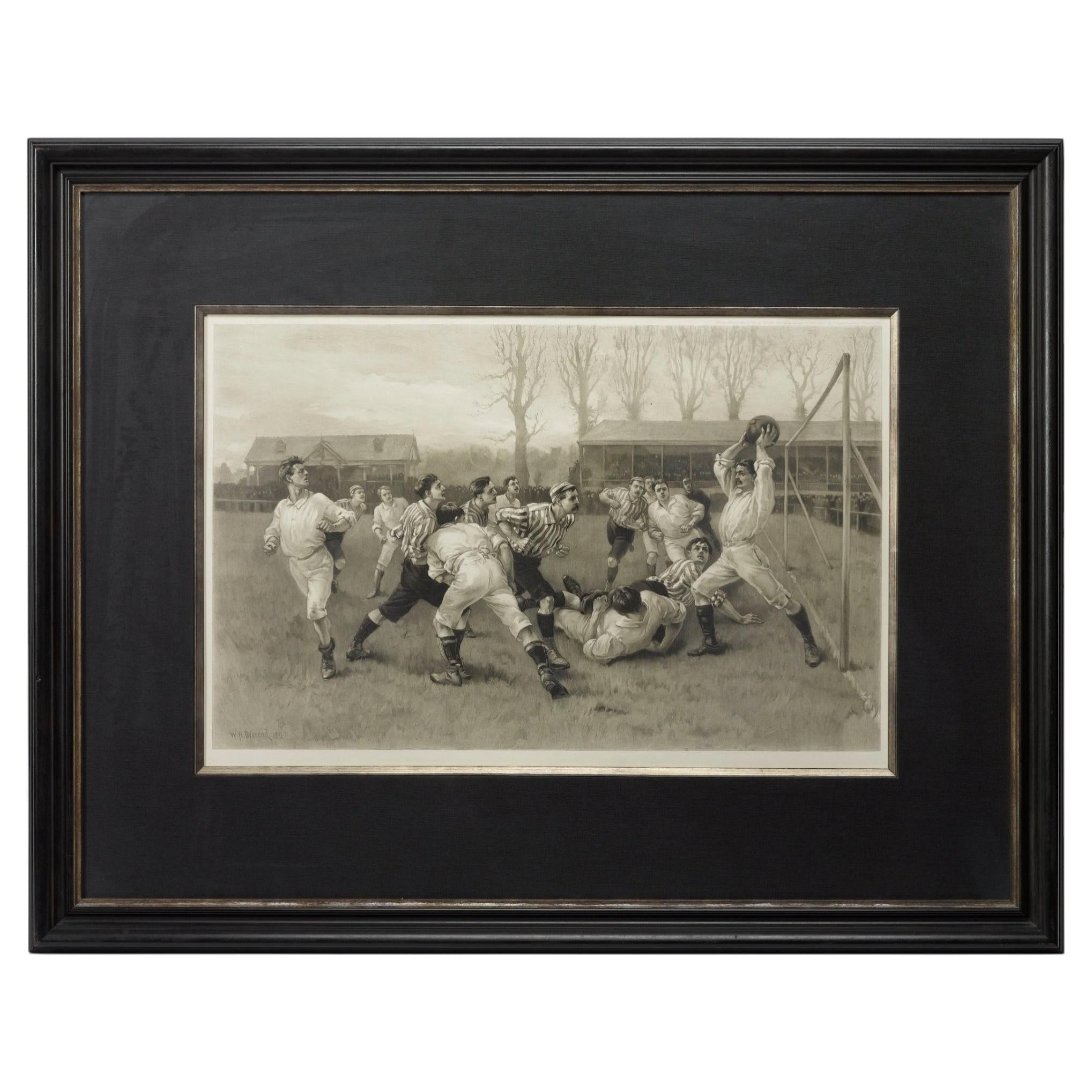 1891 Football Match and Association Game after W. Overend, Antique Photogravure