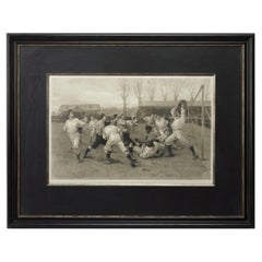 1891 Football Match and Association Game after W. Overend, Antique Photogravure