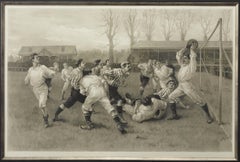 1891 Football Match and Association Game after W. Overend, Antique Photogravure