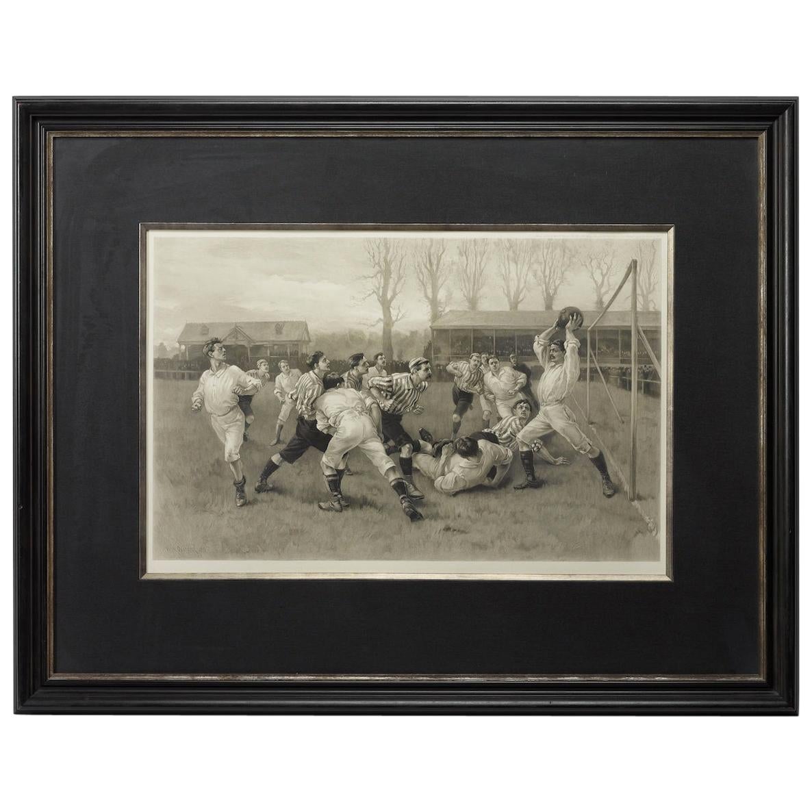 1891 Football Match and Association Game after W. Overend, Antique Photogravure