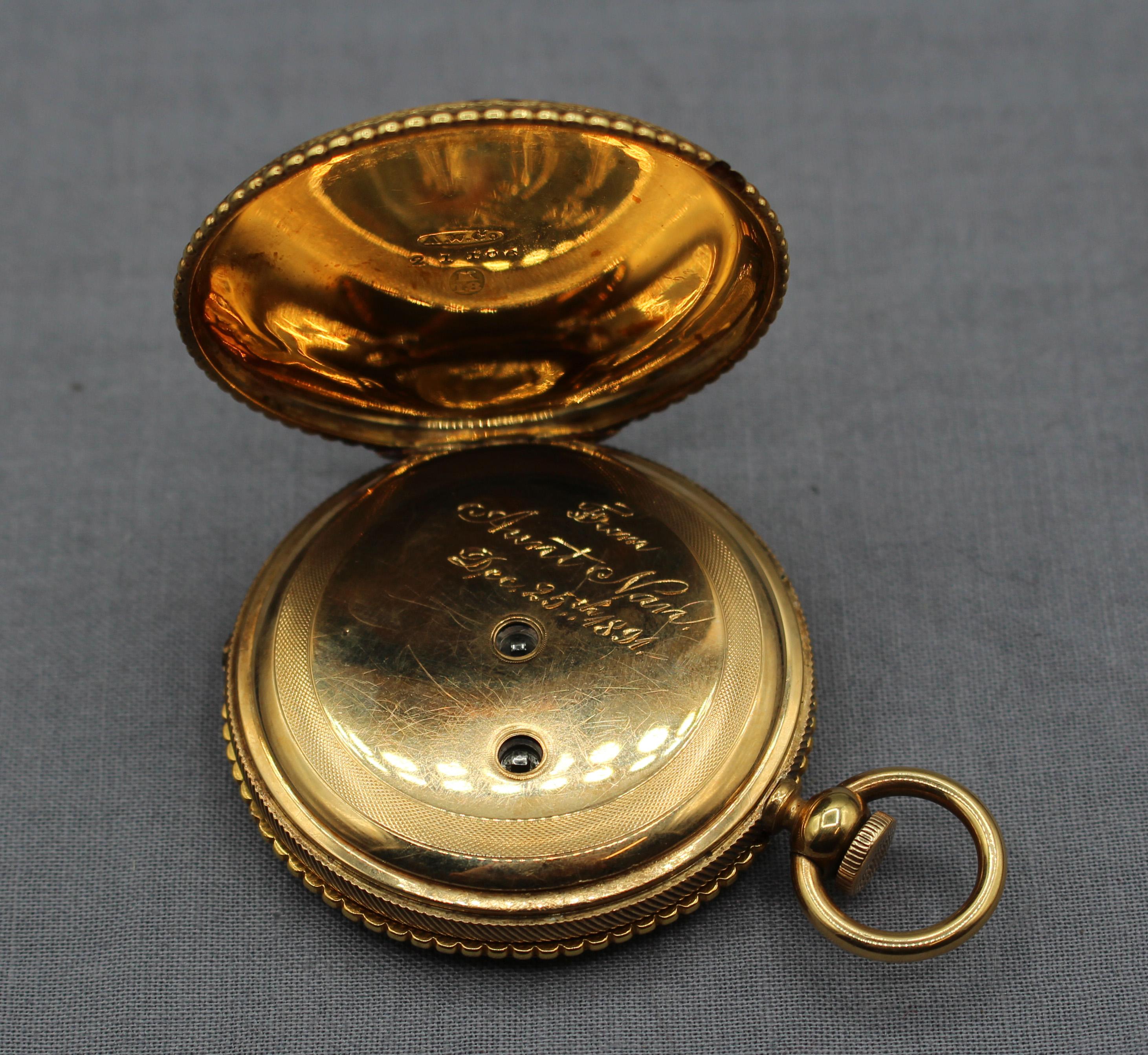 1891 Gold Pocket Watch by American Watch Co. In Good Condition In Chapel Hill, NC