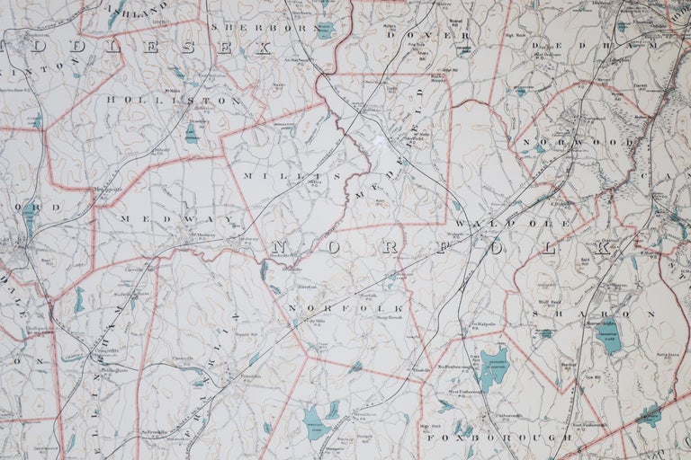 1891 Map of Norfolk County Massachusetts For Sale at 1stDibs