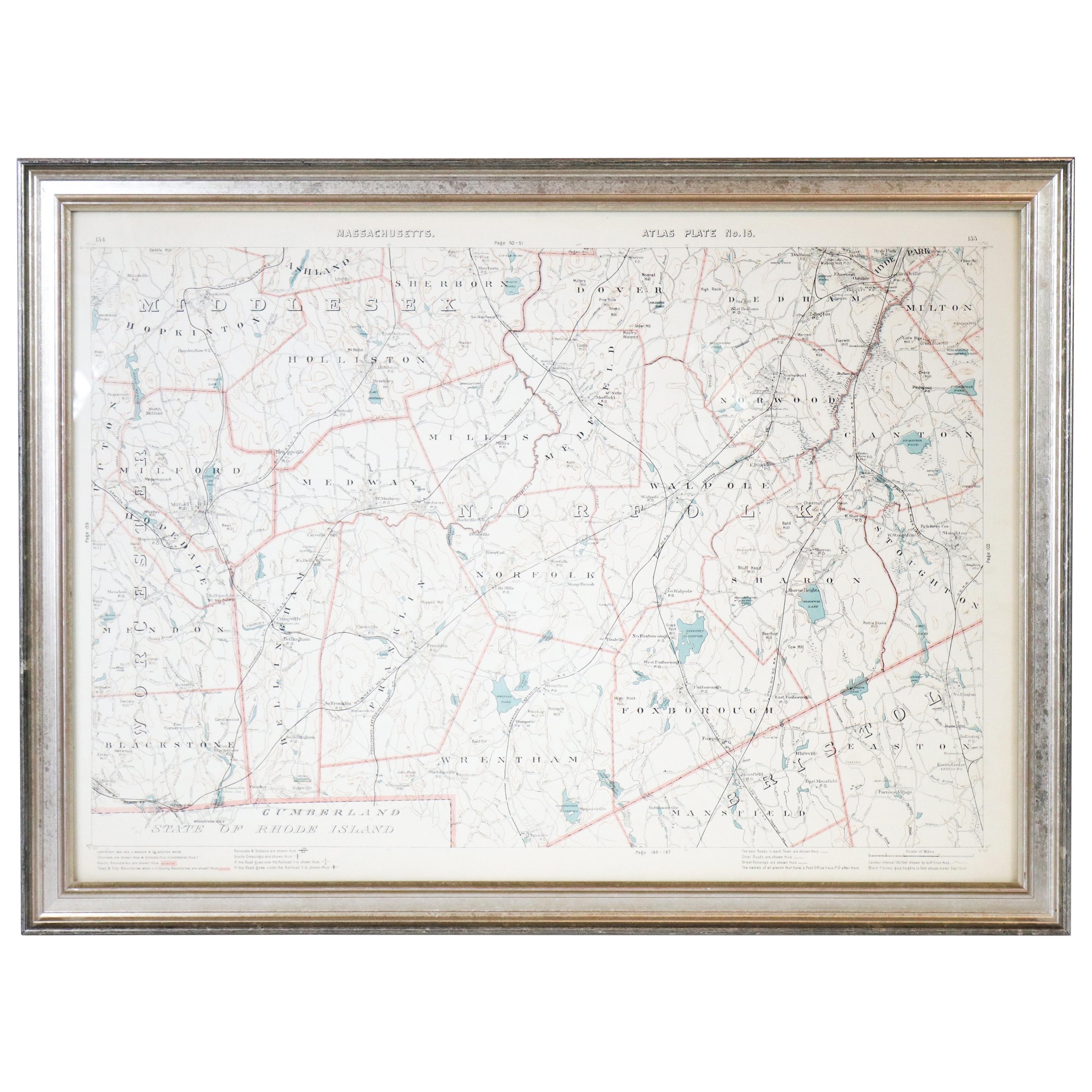 1891 Map of Norfolk County Massachusetts For Sale