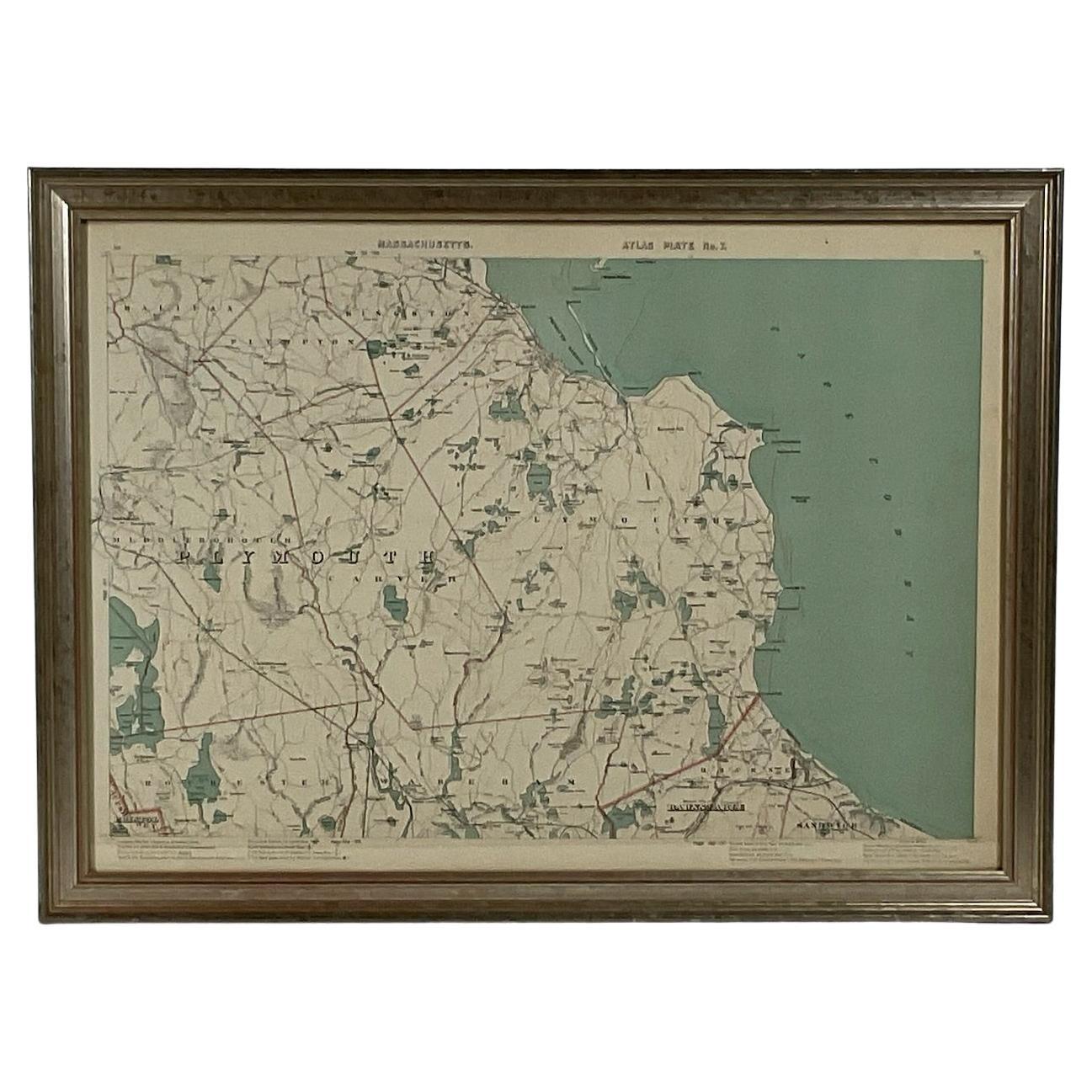 1891 Map of Plymouth County Mass For Sale