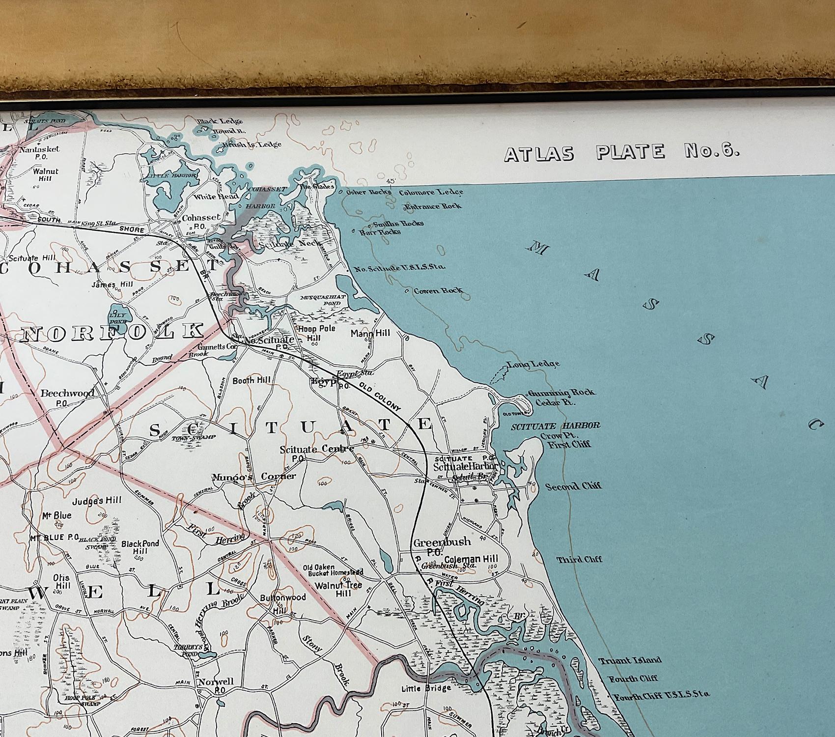 1891 Map of South Shore of Boston In Good Condition For Sale In Norwell, MA