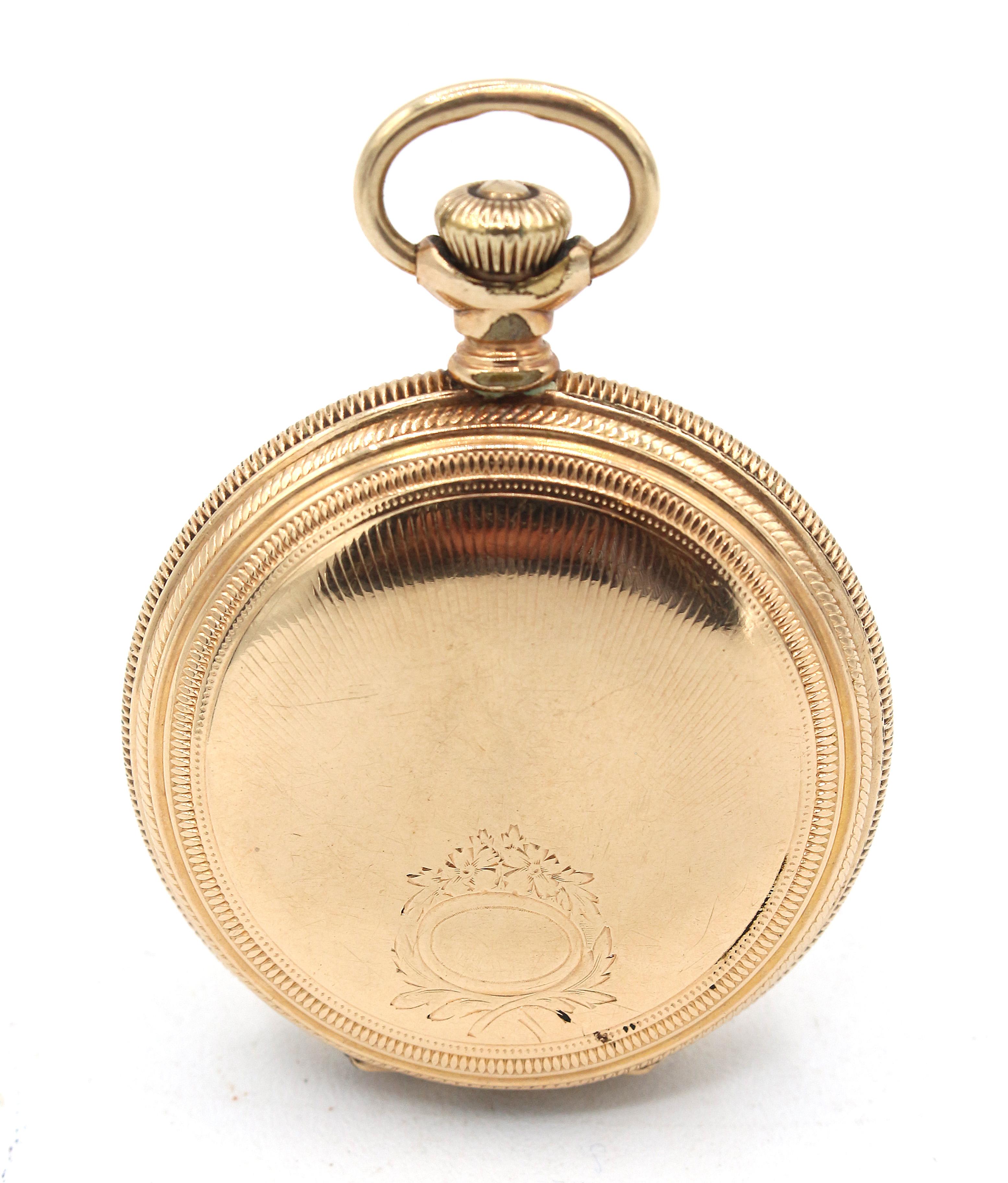 Américain 1891 Montre de poche Waltham à boîtier de chasse pour dames en vente
