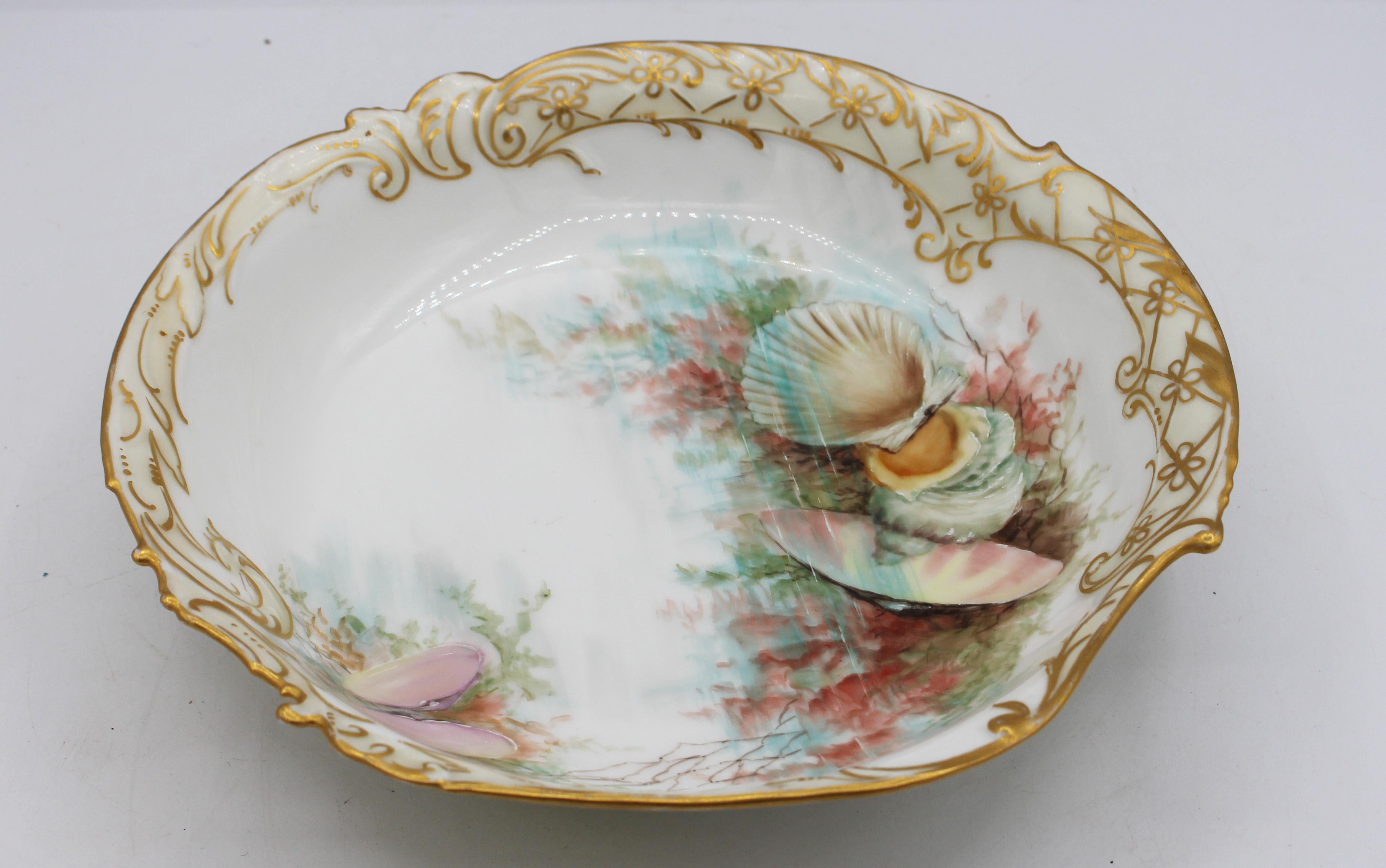 18911-1911 French Limoges Porcelain Shell Form Bowl im Angebot 3