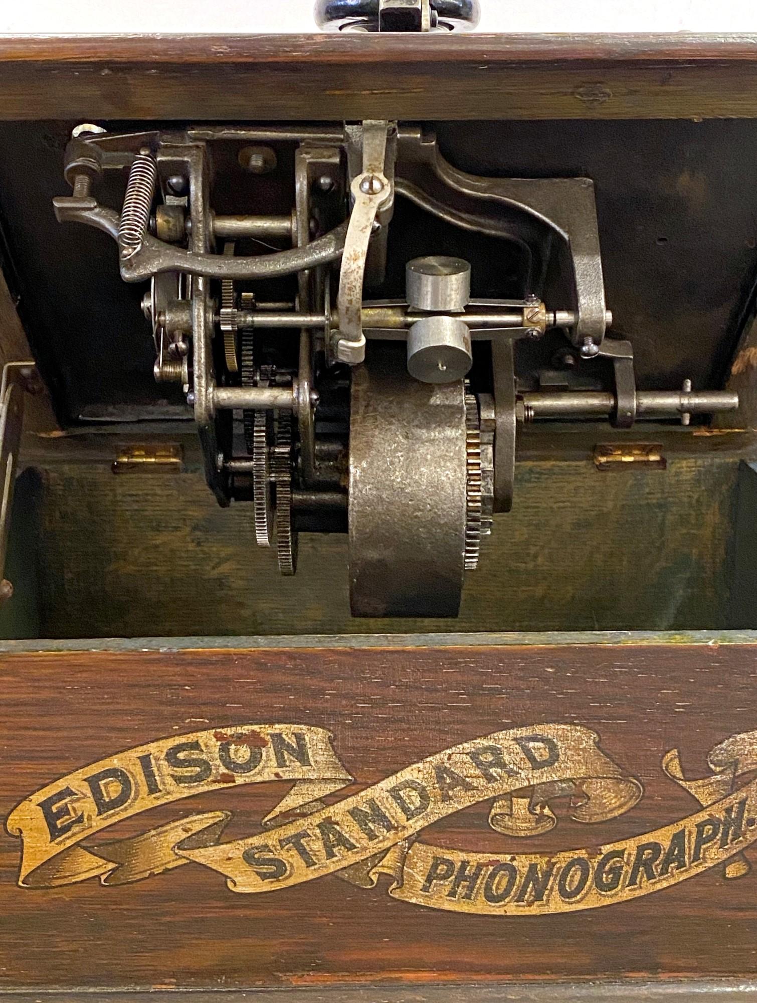 1892 Antique Edison Phonograph with Five Cylinder Records, Refurbished 6