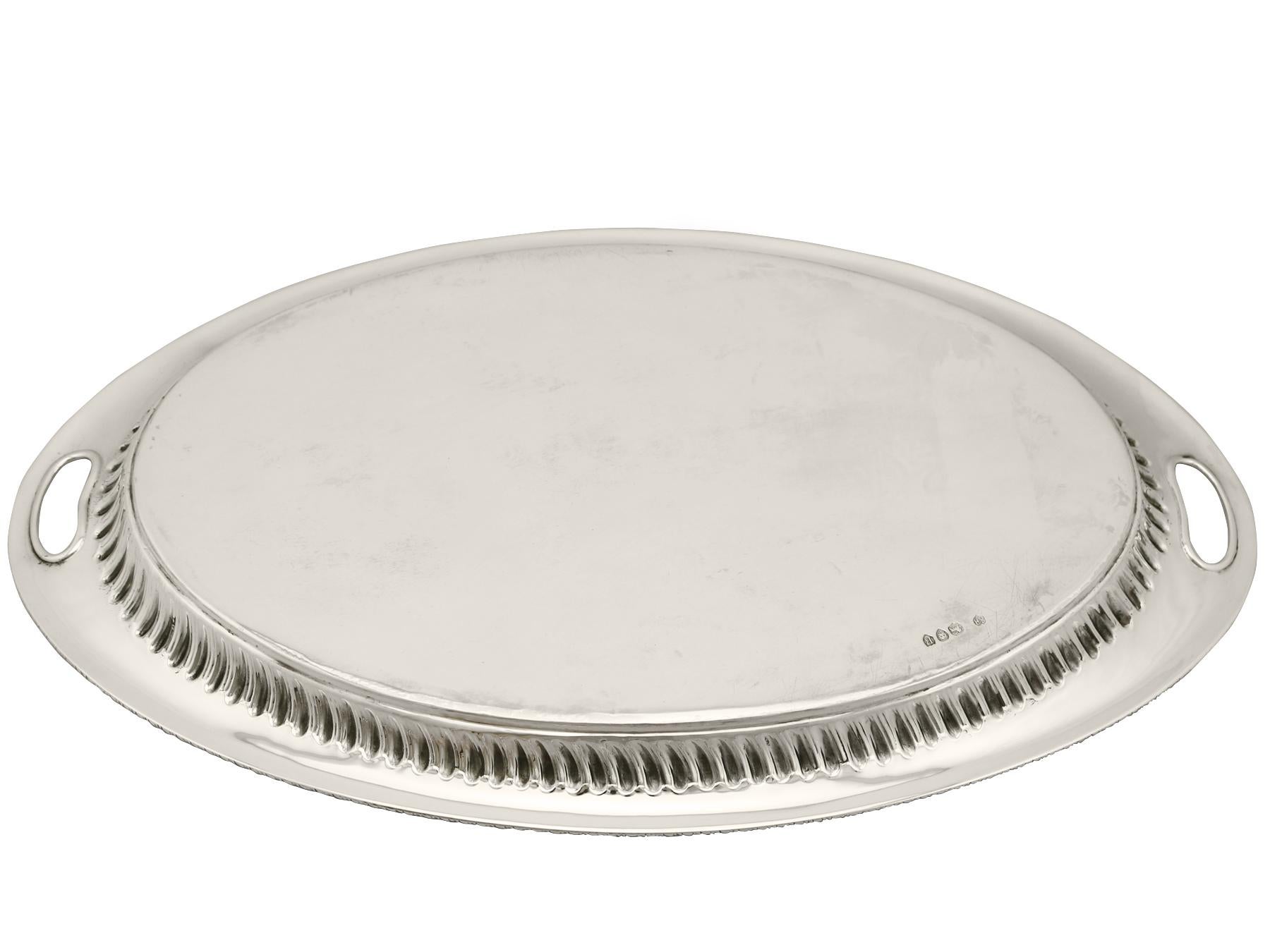 1892 Antique Victorian Sterling Silver Tray 3