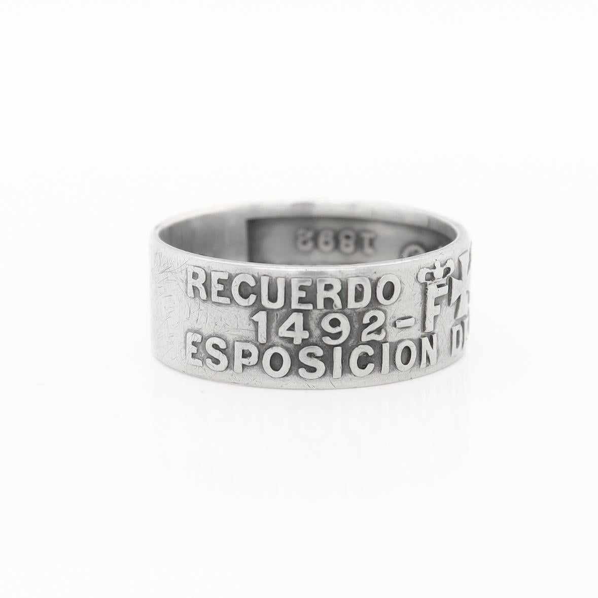 1892 Gorham Sterling Silver Chicago Columbian Exposition Isabella Souvenir Ring For Sale 2
