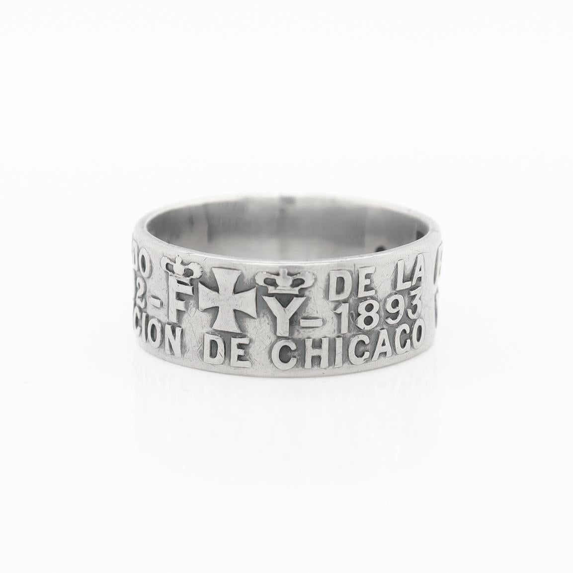 1892 Gorham Sterling Silver Chicago Columbian Exposition Isabella Souvenir Ring For Sale 4