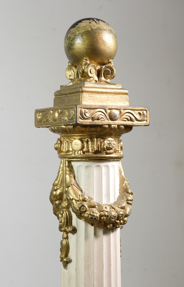 1892 Grand Prospect Hall Cast Iron Ornate Newel Post Swags For Sale at