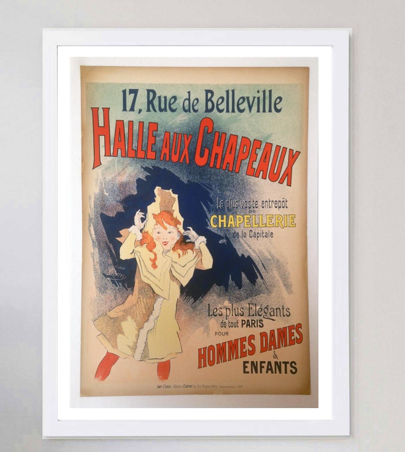 1892 Halles Aux Chapeaux - Jules Cheret Original Vintage Poster In Good Condition For Sale In Winchester, GB