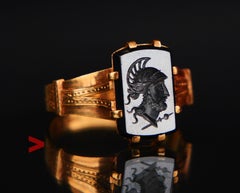 1892 Karin's Nordic Men Ring Mars Ares Intaglio Hematite 18K Gold ØUS13/ 7.6gr