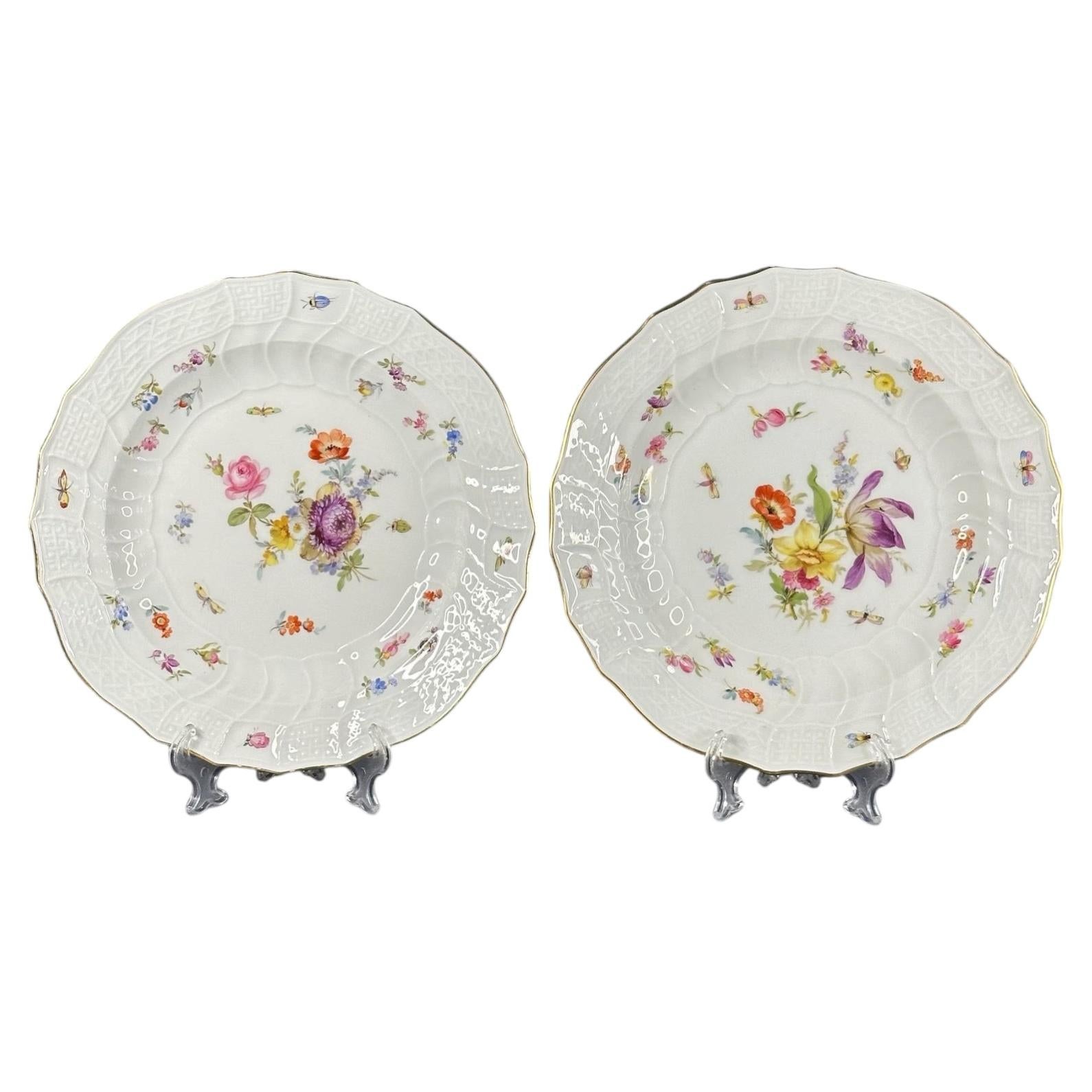 1893-1915 Meissen Neubrandenstein Relief Plates with Floral Decoration