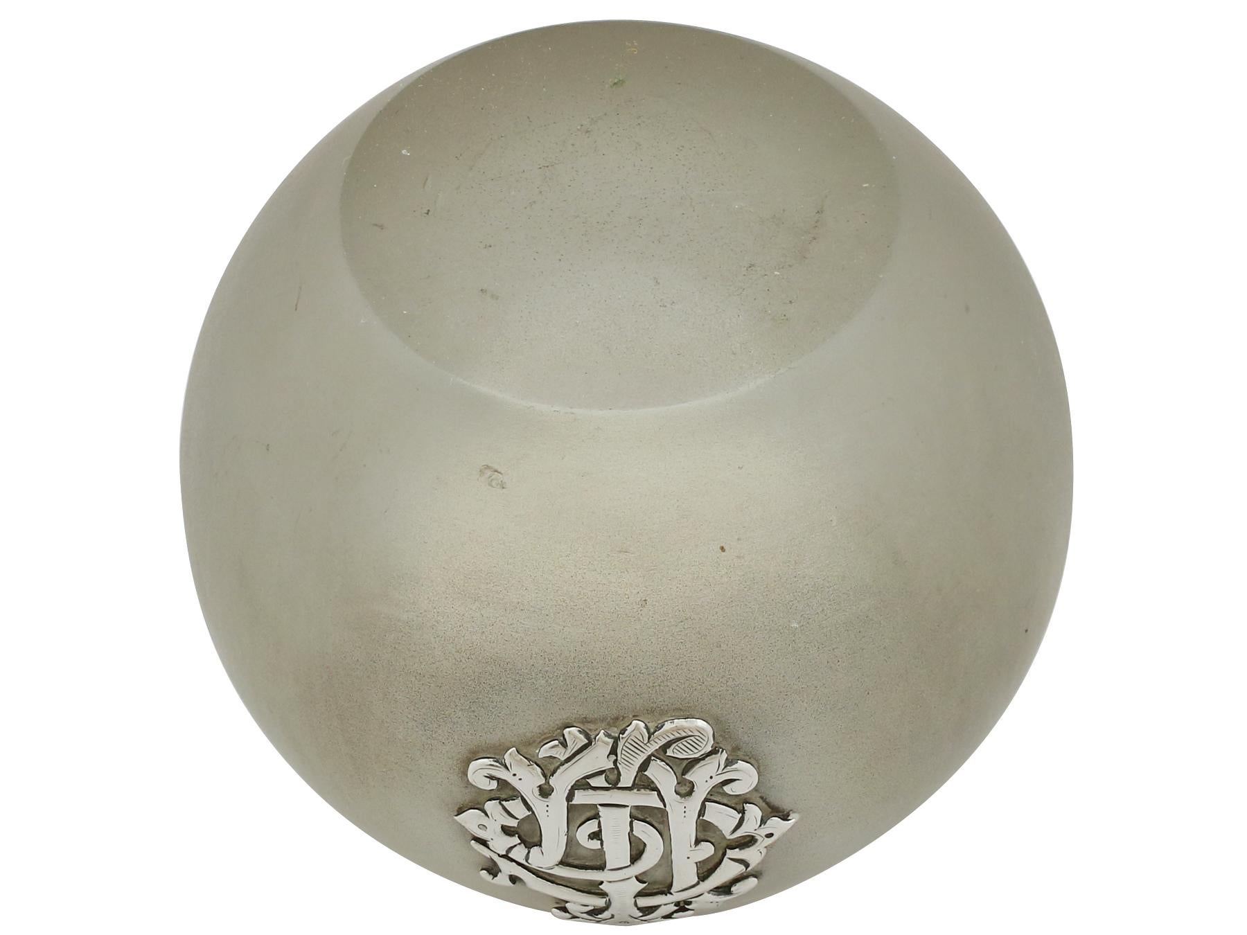 Victorian Frosted Glass and Sterling Silver Match Striker / Paperweight For Sale 7