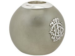 Victorian Frosted Glass and Sterling Silver Match Striker / Paperweight