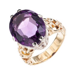18.93 Carat Deep Purple Amethyst Gold Open Swirl Cocktail Ring