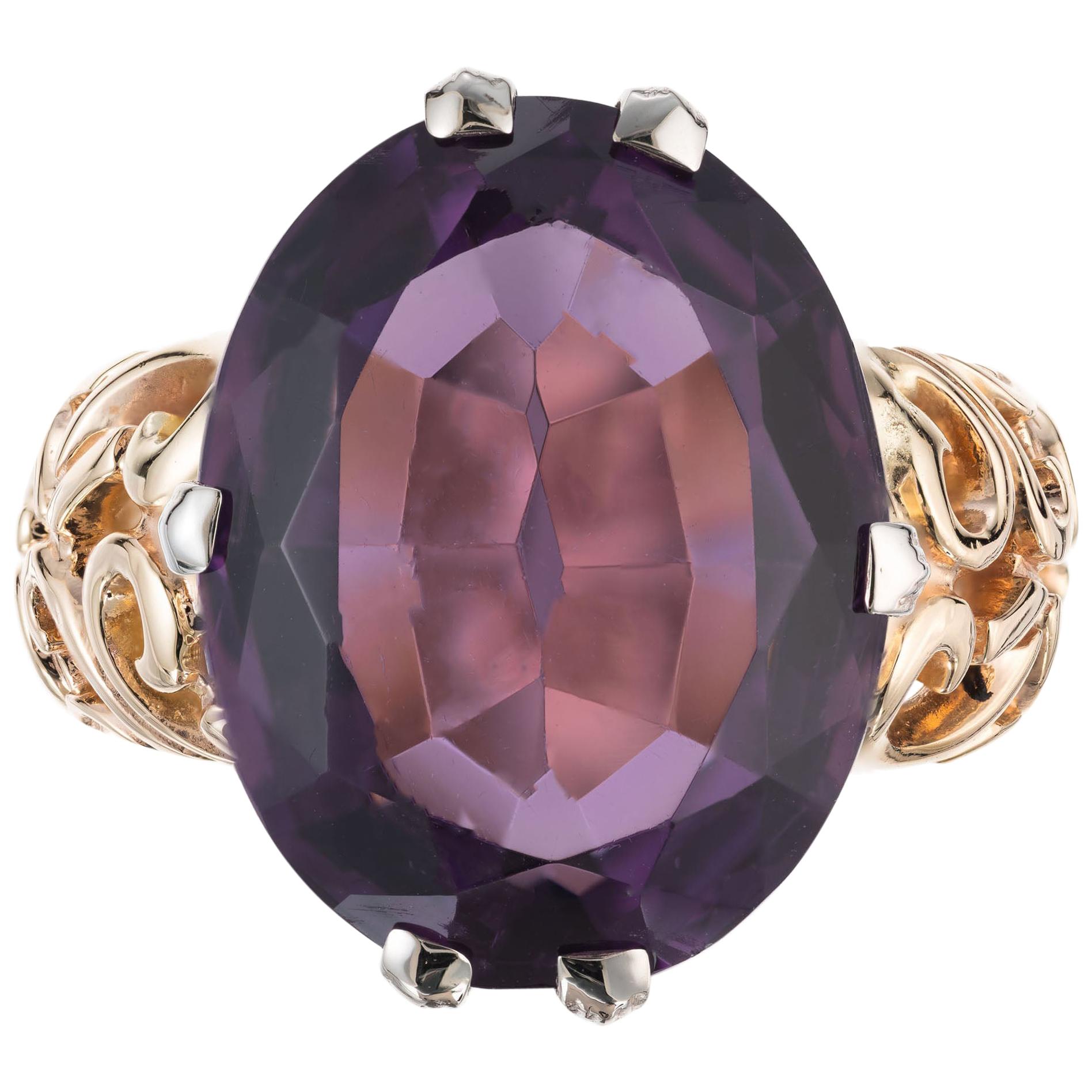 18.93 Carat Deep Purple Amethyst Gold Open Swirl Cocktail Ring For Sale