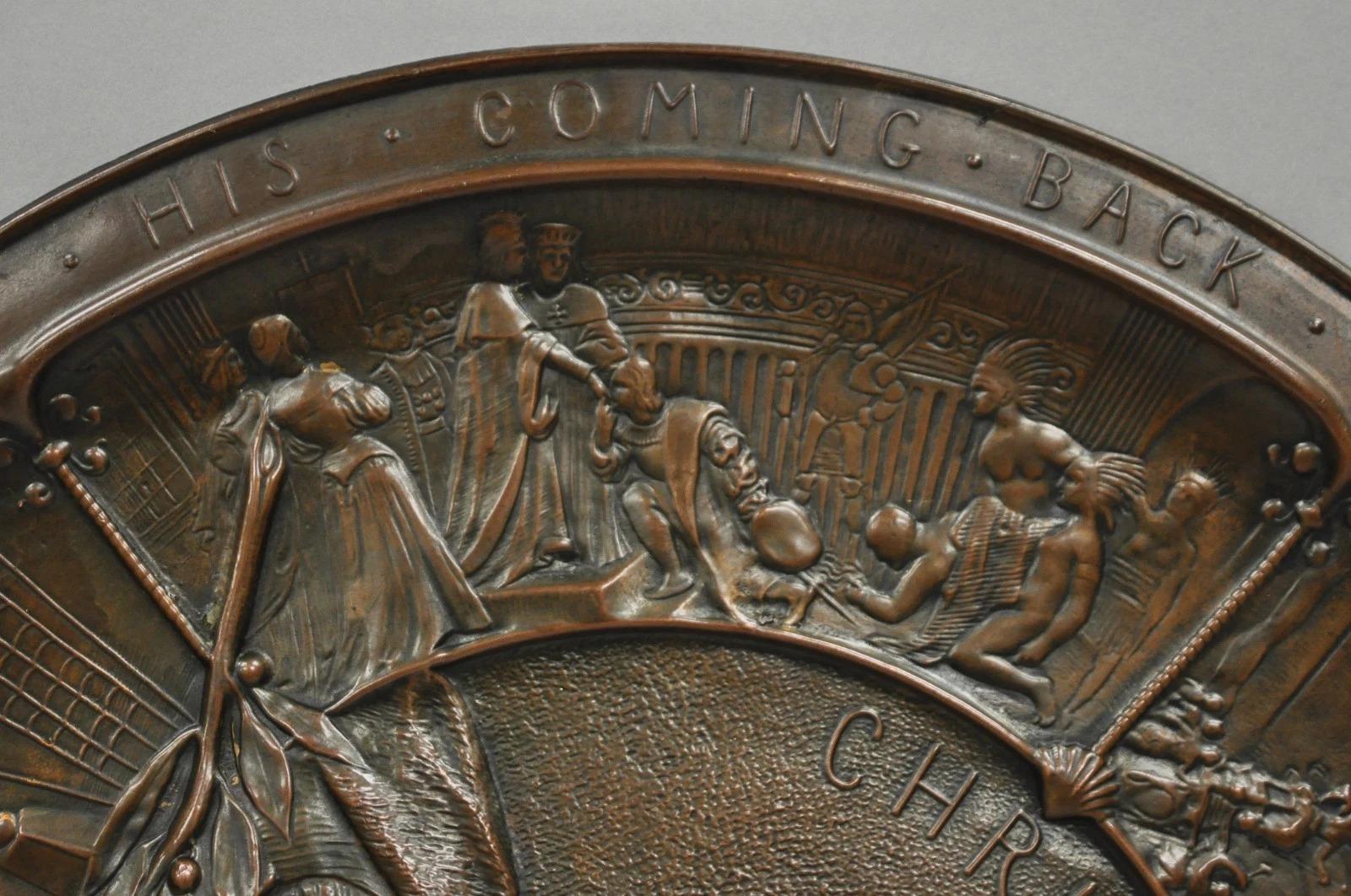1893 World's Fair Columbian Exhibition Christopher Columbus Bronze Charge Plaque For Sale 1