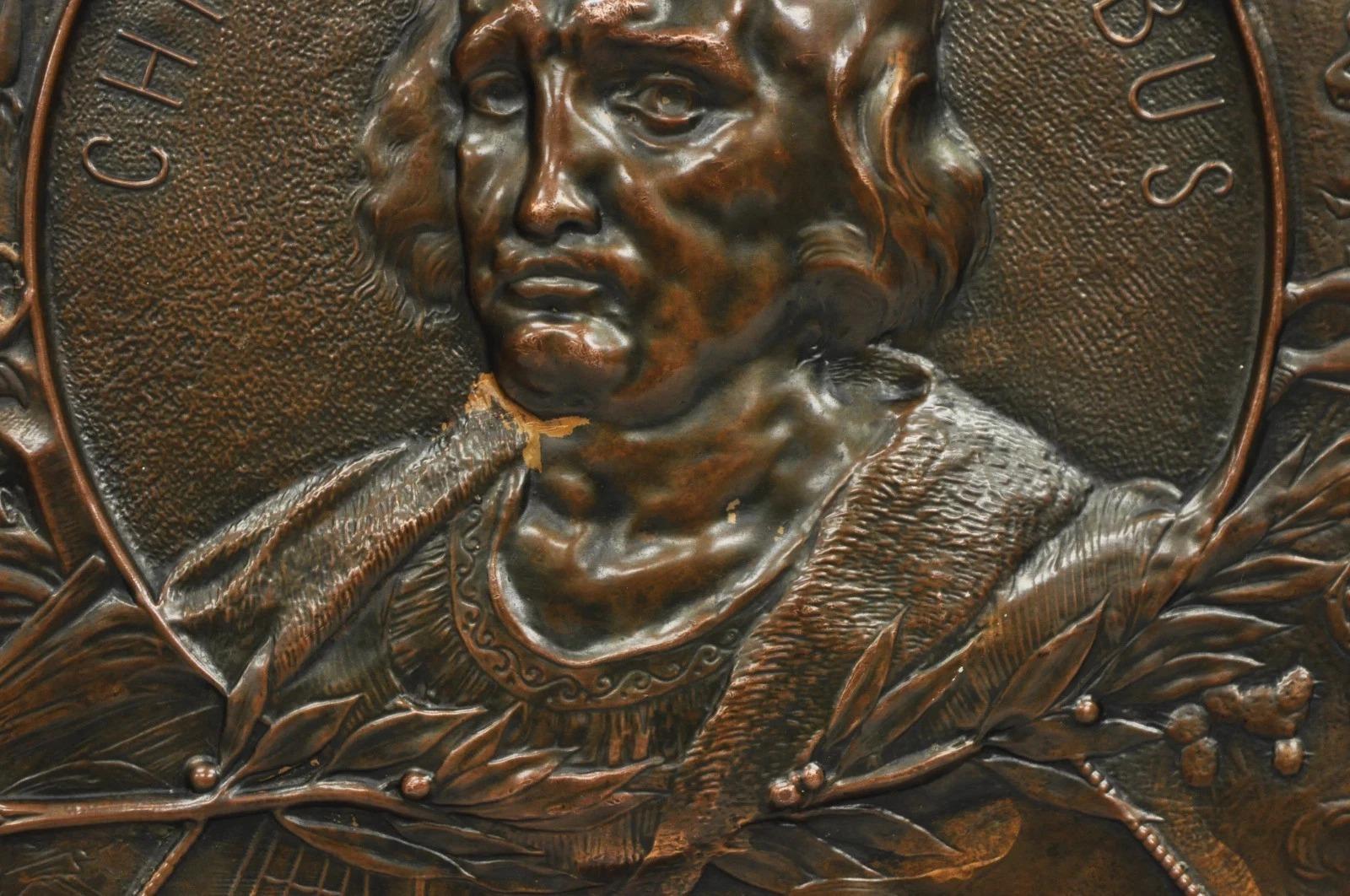 1893 World's Fair Columbian Exhibition Christopher Columbus Bronze Charge Plaque For Sale 2