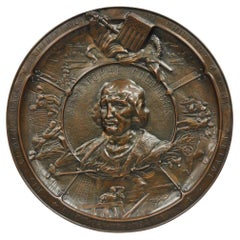 1893 World's Fair Columbian Exhibition Christopher Columbus Bronze Charge Plaque