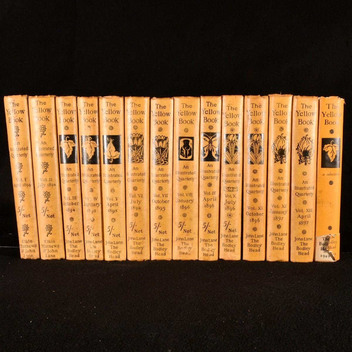 A lovely set of all thirteen volumes of 'The Yellow Book' literary quarterly, published at the end of the nineteenth century, with numerous plates throughout each volume.

Complete and highly sought after first edition thirteen volume set,
