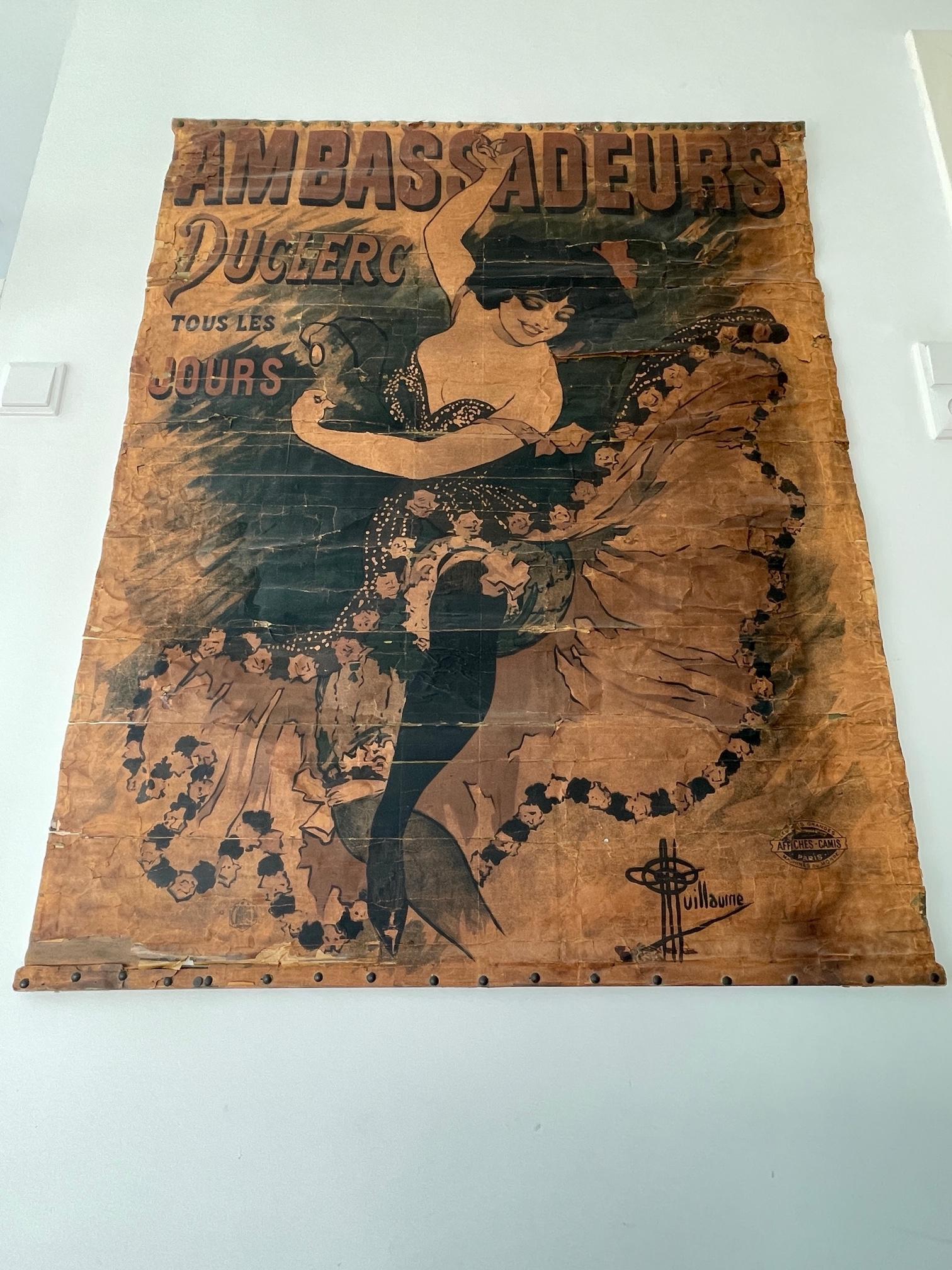 1894 Antique affiche / poster Ambassadeurs Duclerc tous les jours - Guillaume In Distressed Condition For Sale In ROTTERDAM, ZH