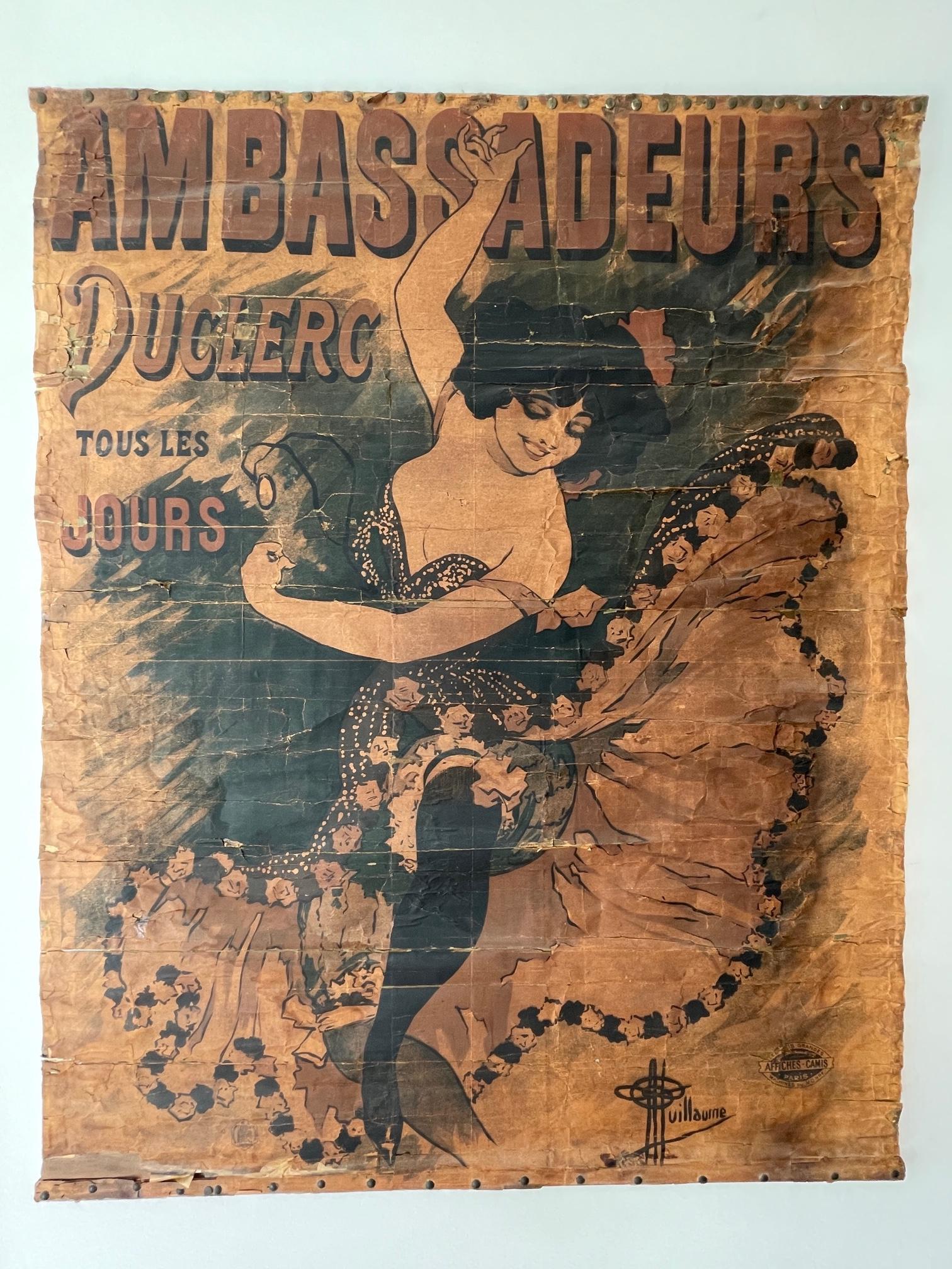 1894 Antique affiche / poster Ambassadeurs Duclerc tous les jours - Guillaume en vente 2